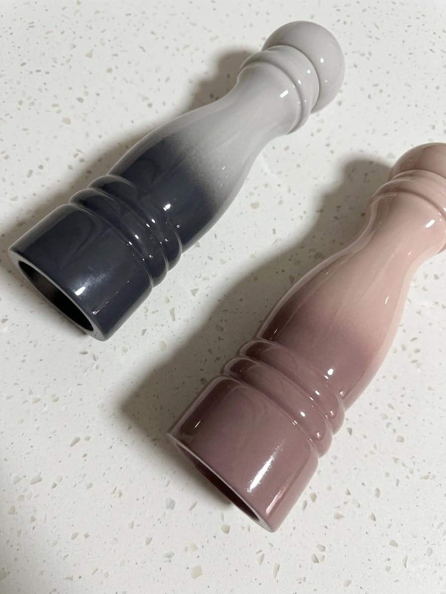 Salt and Pepper Grinder Set, 8.5 Inch, Pink/Grey Gradient Classical Design, 2-Piece (Pink)