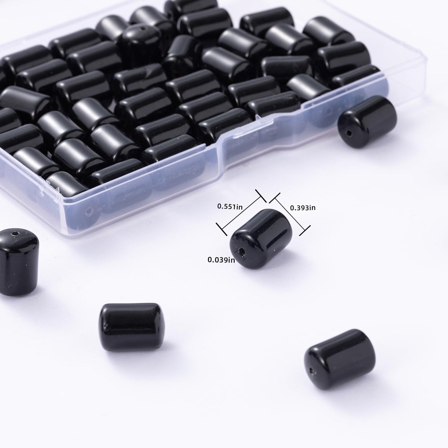 Natural Black Agate Cylinder Tube Beads 10x14mm 38cm/str Loose Semi Gemstone Stone Beads for Making Bracelets Necklace