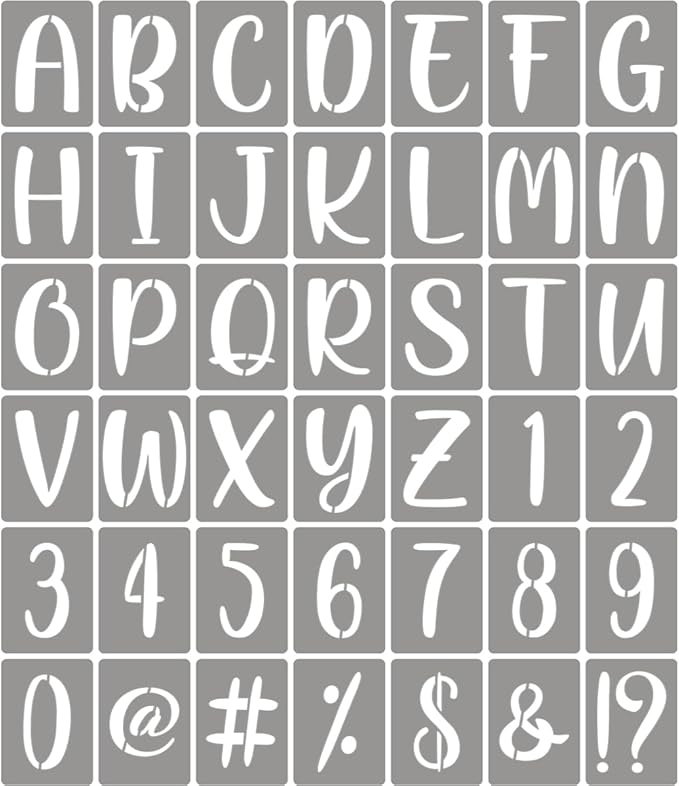 XANGEY 1 Inch Letter Stencils for Painting - 42 Pack Alphabet Letter Number Templates with Signs, Reusable Plastic Alphabet Stencils for Chalkboard Fabric Rock Wood Crafts Painting