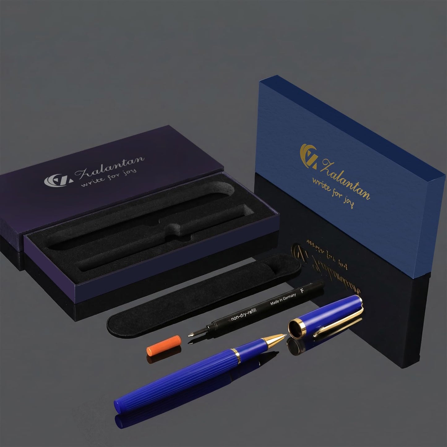 Zalantan Rollerball Pen Smooth Writing Ball Point Pens with Schmidt Refills, Luxury Metal Journal Pen Gift Box Set for teacher classmate graduation、pen for journaling Nice Fancy Luxury