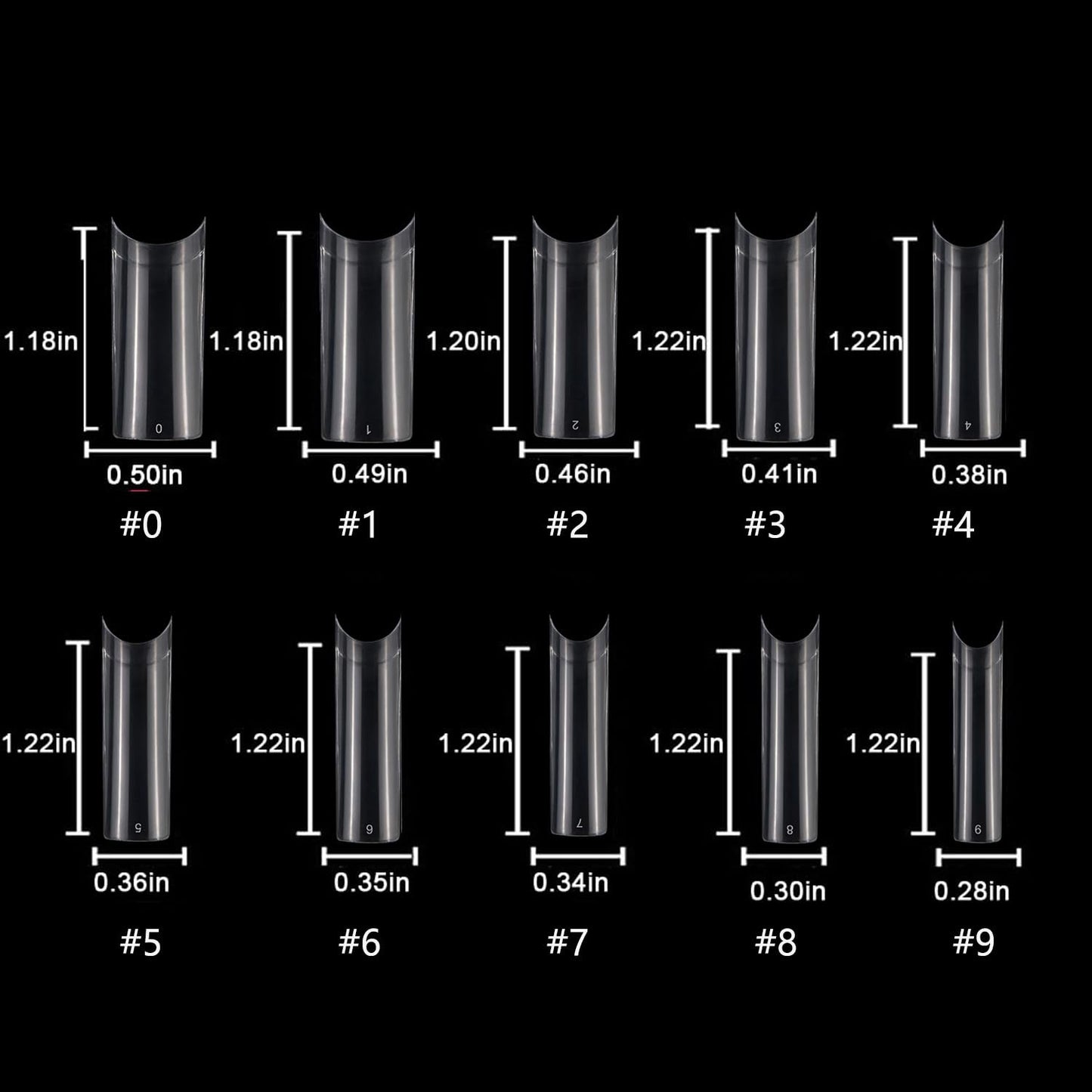 HWHUNO Long Straight Half Cover Tapered XL Square Nail Tips No C Curve,Clear ABS False Nails Medium for Manicure Salon Professional and Home DIY