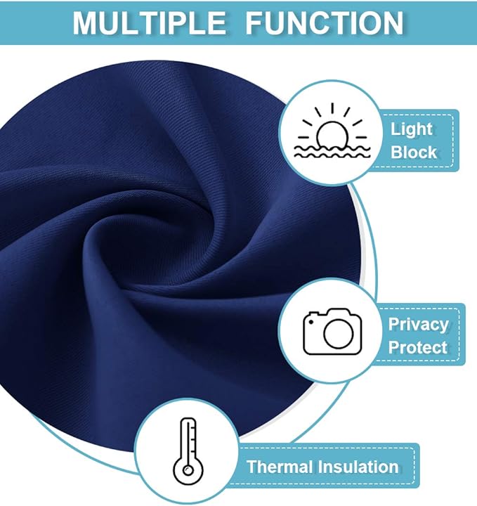 RYB HOME French Door Curtains - Privacy Blackout Window Tie up Shades Energy Saving for Kitchen Dining Kids Nursery Bathroom Tricia Door Covering, W 26 x L 72 inches, Navy Blue, 1 Panel