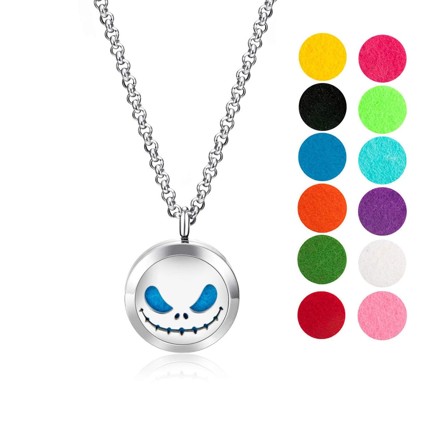 Wild Essentials Jack Skullington Essential Oil Diffuser Necklace (Silver Skull, No Oils)