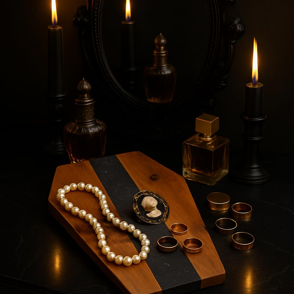 Halloween Coffin Shaped Charcuterie Board, Gothic Serving Tray Wood & Black Marble, Halloween Gifts for Women