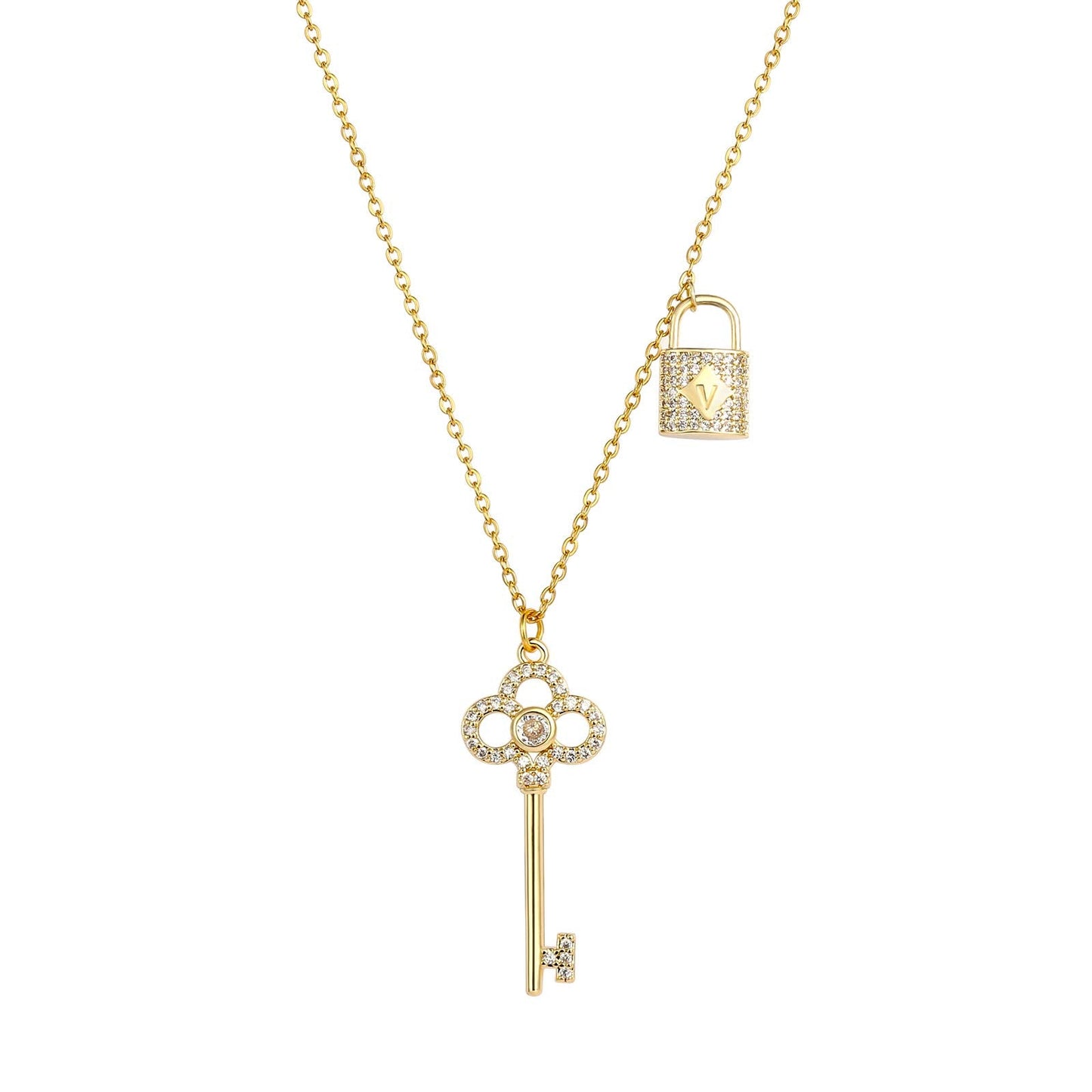 MAIKERDER Key Necklace, 14K Gold Plated Key Necklaces for Women Non Tarnish 16 Inches