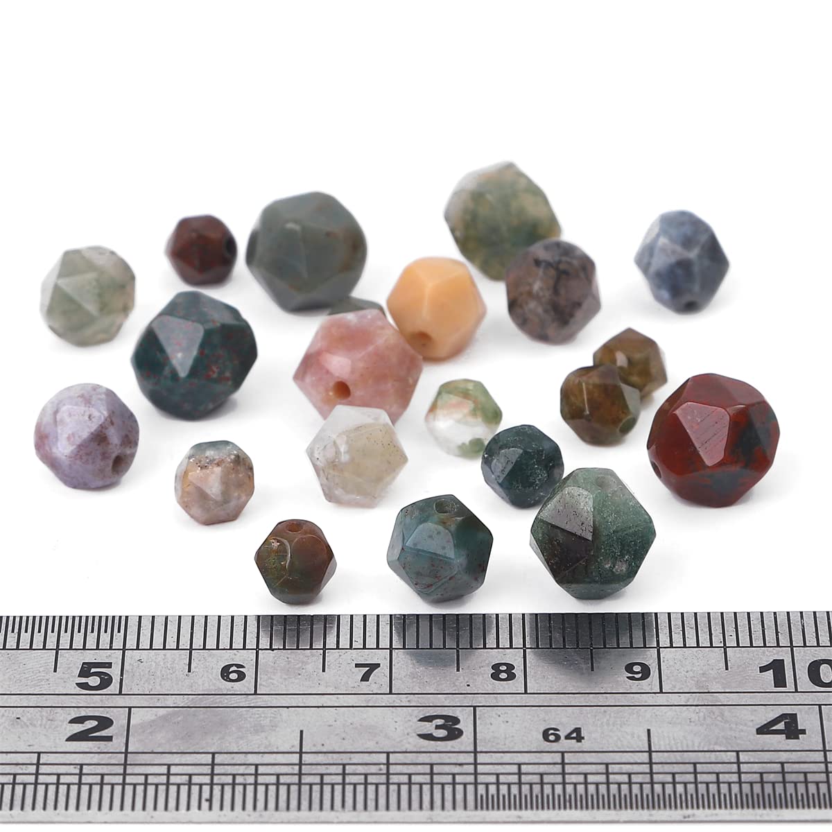 BEADIA Faceted Natural Indian Agate Stone Round Beads 6mm 36cm/Strand for Jewelry Making