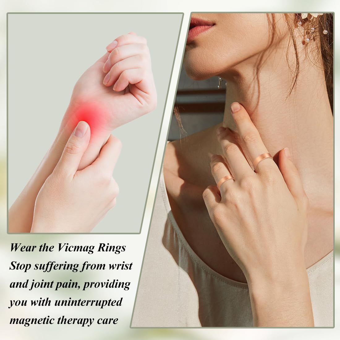Vicmag Copper Magnetic Rings for Women 99.9% Copper Finger Ring Ultra Strength Magnet Gift Adjustable