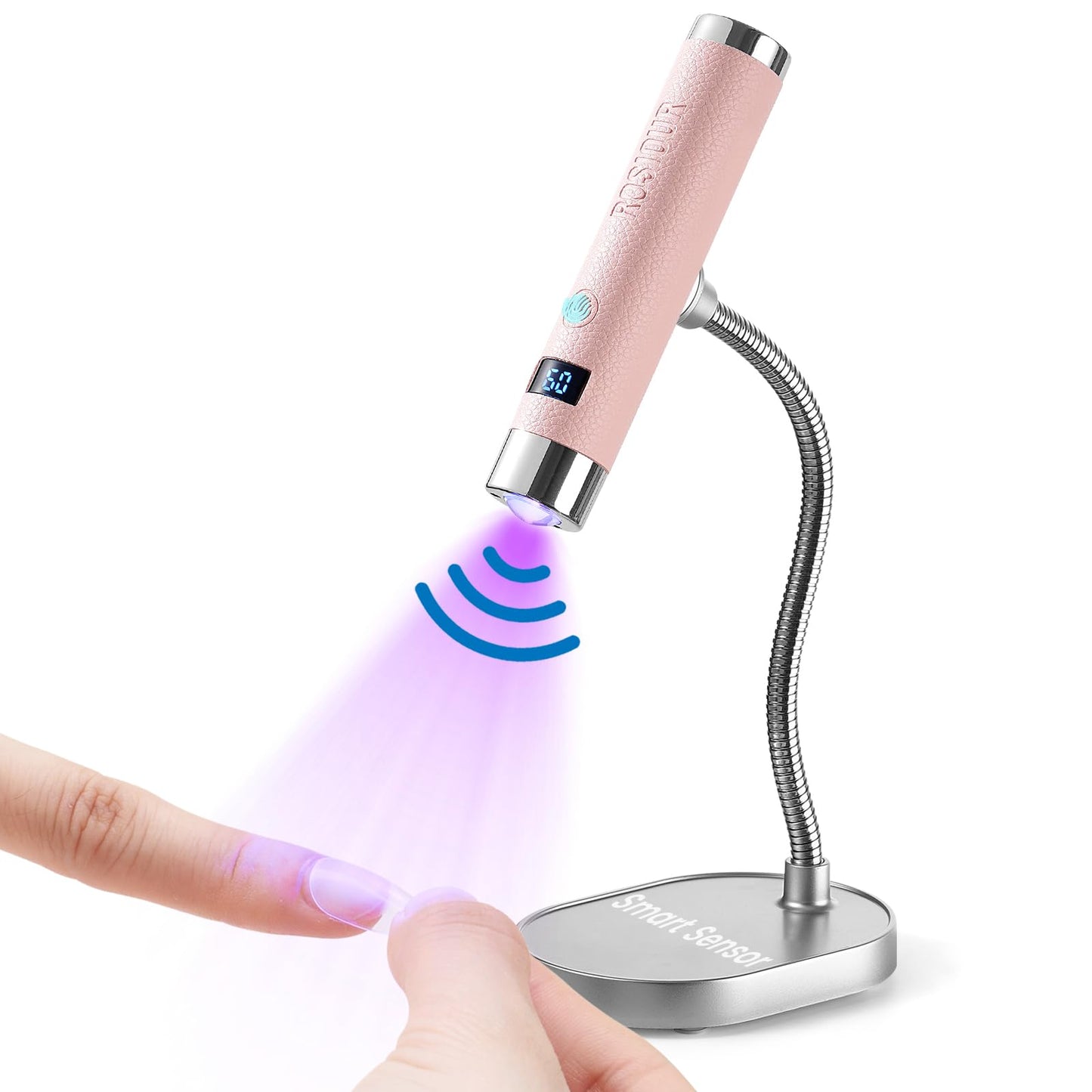 Rosiour Mini U/V Lamp for Gel Nails- Rechargeable Handheld Nail U V Led Curing Light with Stand- Flash Cure Fast Dry U/V Lamp with Auto Sensor for Home Manicure and Salon (Pink)