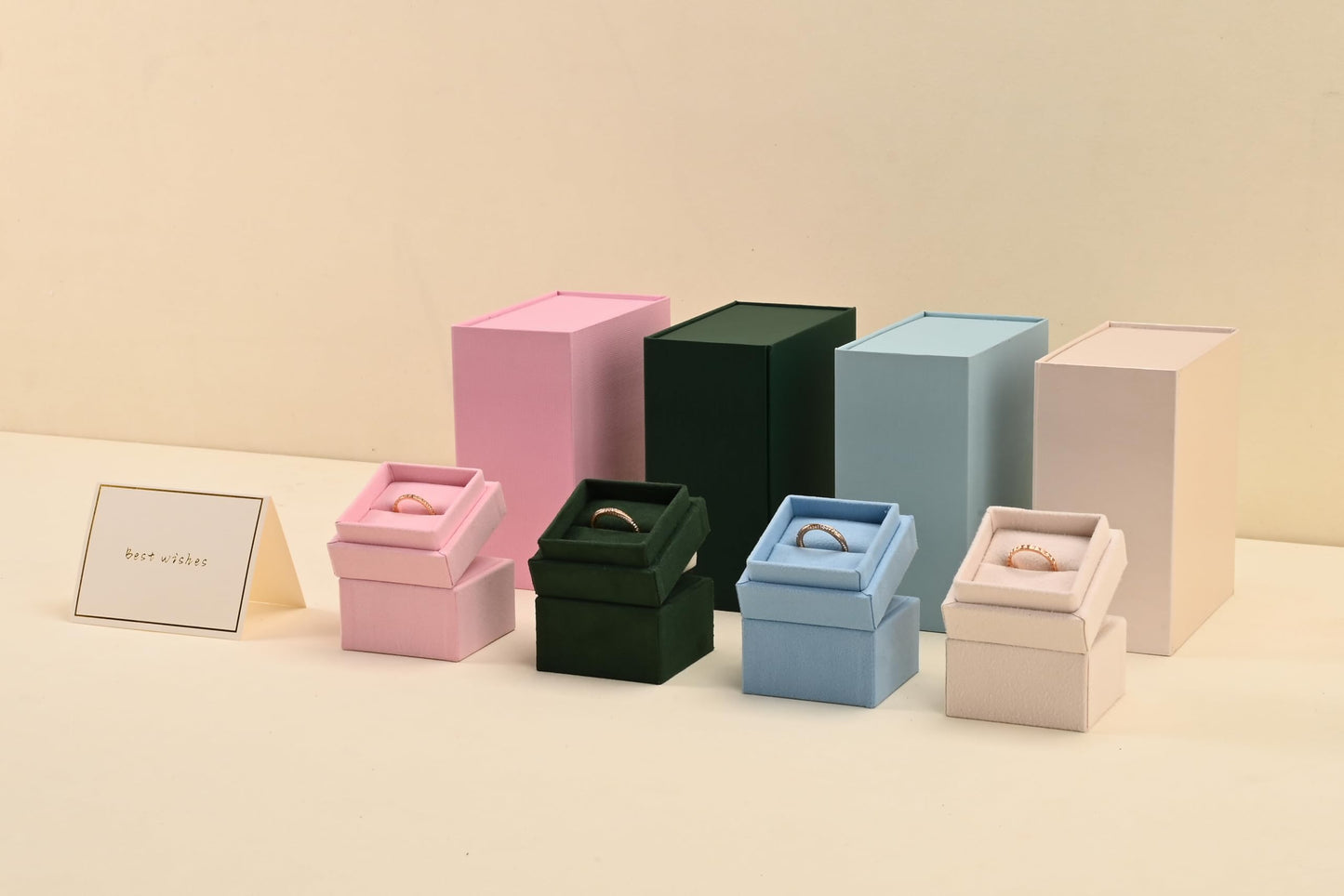 Oirlv Ring Gift Box with Lid Magnetic Boxes for Wedding Proposal Gift Birthday Present with Card(Pink)