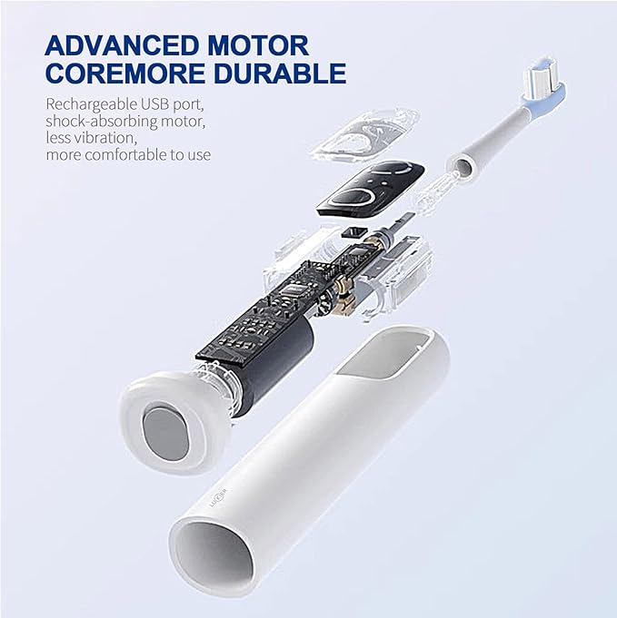 Rechargeable Travel Electric Toothbrush, Oscillation and Vibration, 60° Wide Angle Vibration, 1500mAh Battery, 4 Brush Heads, IPX7 Waterproof, Type-C Fast Charging - 5 Modes with Smart Timer