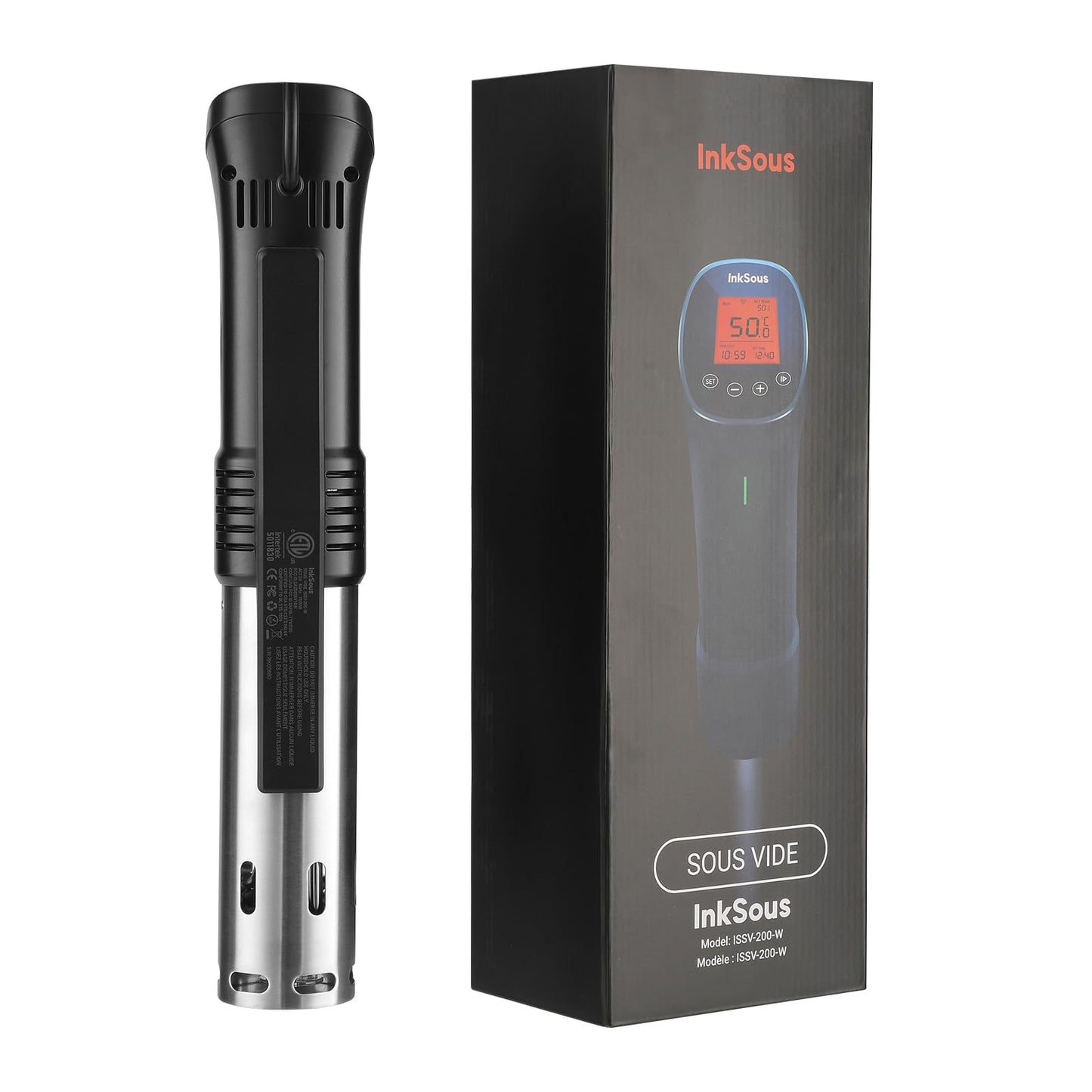InkSous WIFI 2.4G Sous Vide Cooker 1000W Immersion Circulator with APP 14 Recipes,Alarm,Calibration & Timer, 3D Water Fast Heating Ultra-Quiet Sous Vide Machine