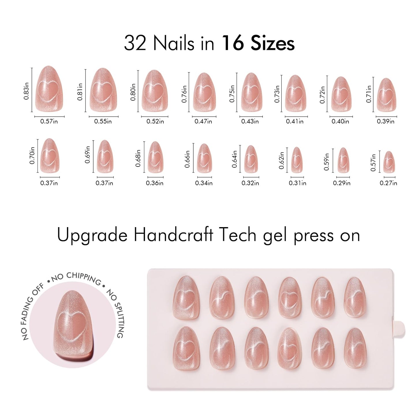 Vsalon Press On Nails Short Almond, Purple Cat Eye & Nude Pink Cat Eye Press On Nails