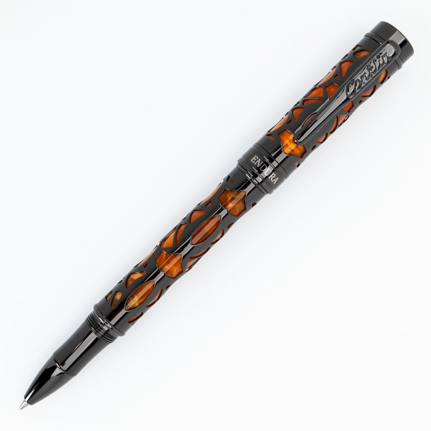 Conklin Endura Deco Crest Rollerball Pen in Orange with Rose Gold Accents – Refillable Rollerball Writing Instrument by Conklin Pen Company