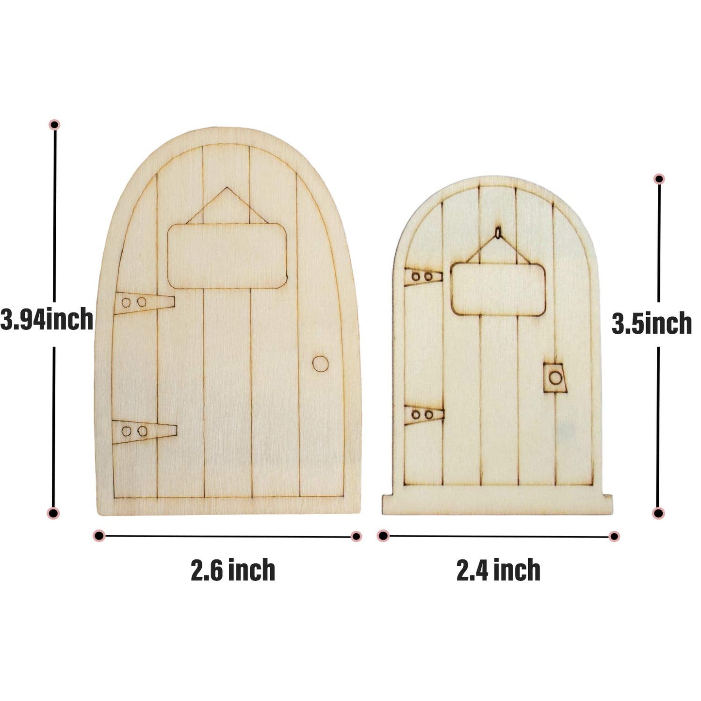 AUEAR, 24 Pack Unpainted Fairy House Doors Mini Wooden Miniature Garden Door for DIY Craft 4 Styles