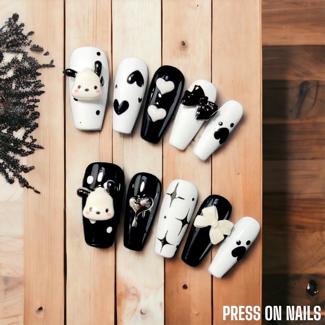 Kawaii Kuromi Pochacco Anime 3D Nail Decal Nana Press on Nails