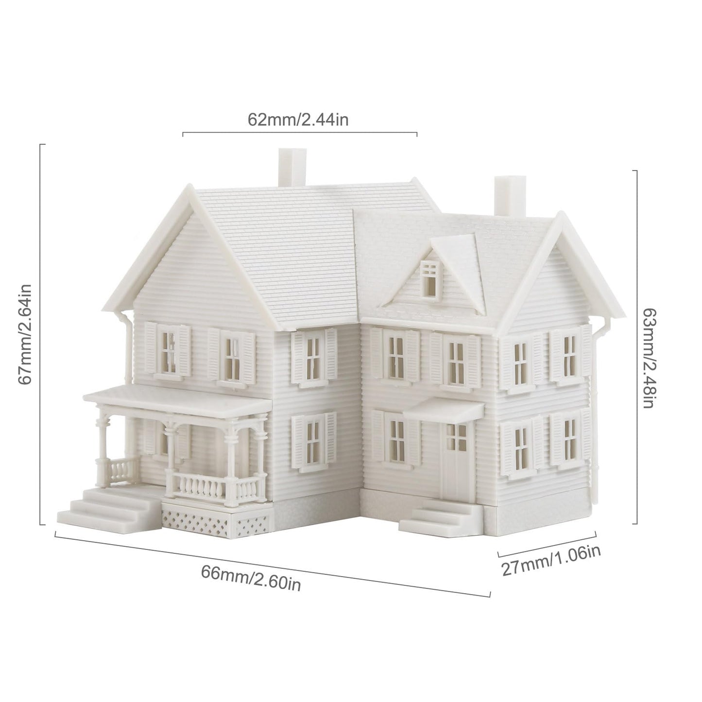 2PCS N Scale Model Blank Buidlings Kit Unassembled House for Model Train Layout Diorama JZN5885JJ (Two-story-2PCS)