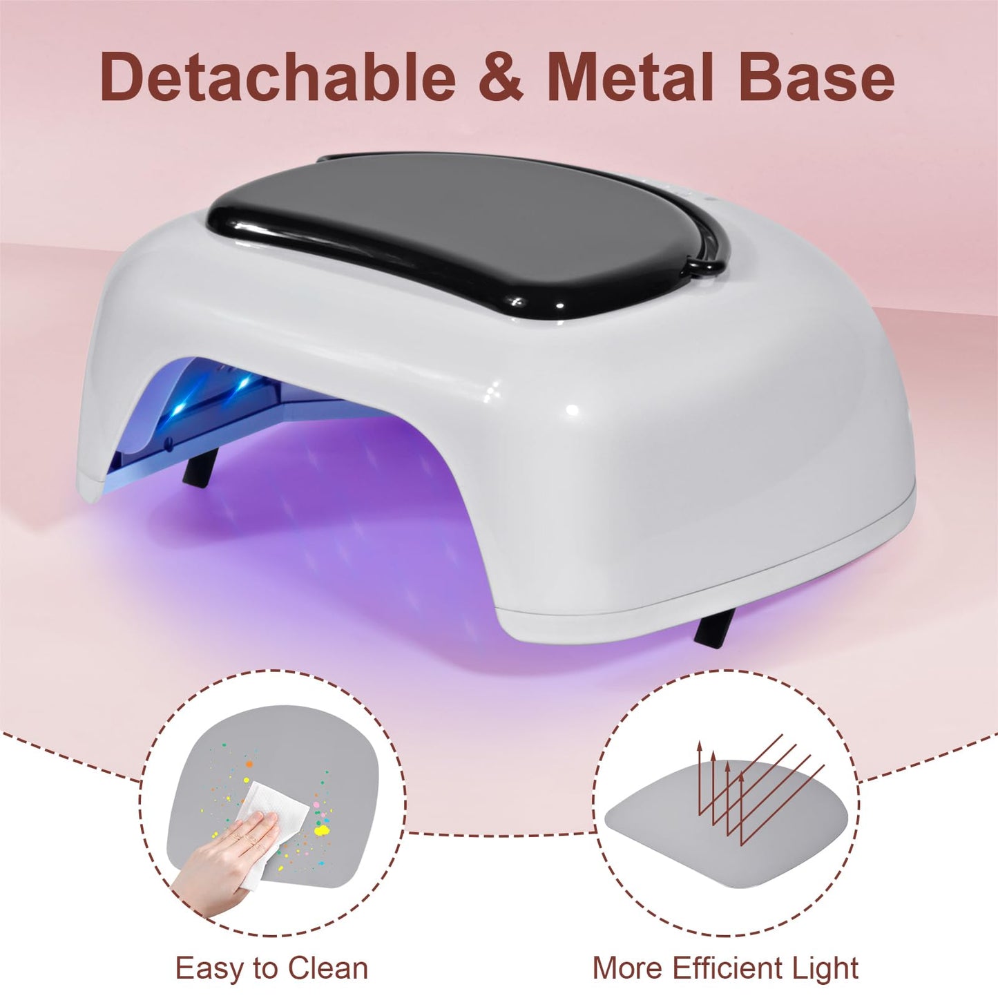 Ludysic Professional Rechargeable 96W UV LED Nail Lamp, Cordless Nail Dryer with 4 Timer Settings, Smart Sensor, Removable Metal Base Fast Curing Lamp for Salon and Home,White&Black