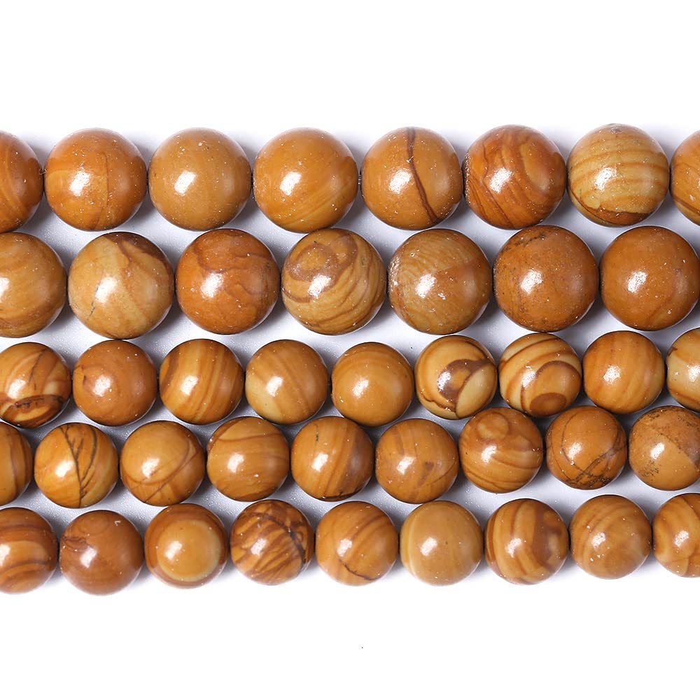 10mm 36pcs Natural Woodgrain Jasper Stone Beads for Jewelry Making DIY Bracelet Necklace Accessories 15" Energy Healing Power Stone Beads (Woodgrain Jasper, 10mm)
