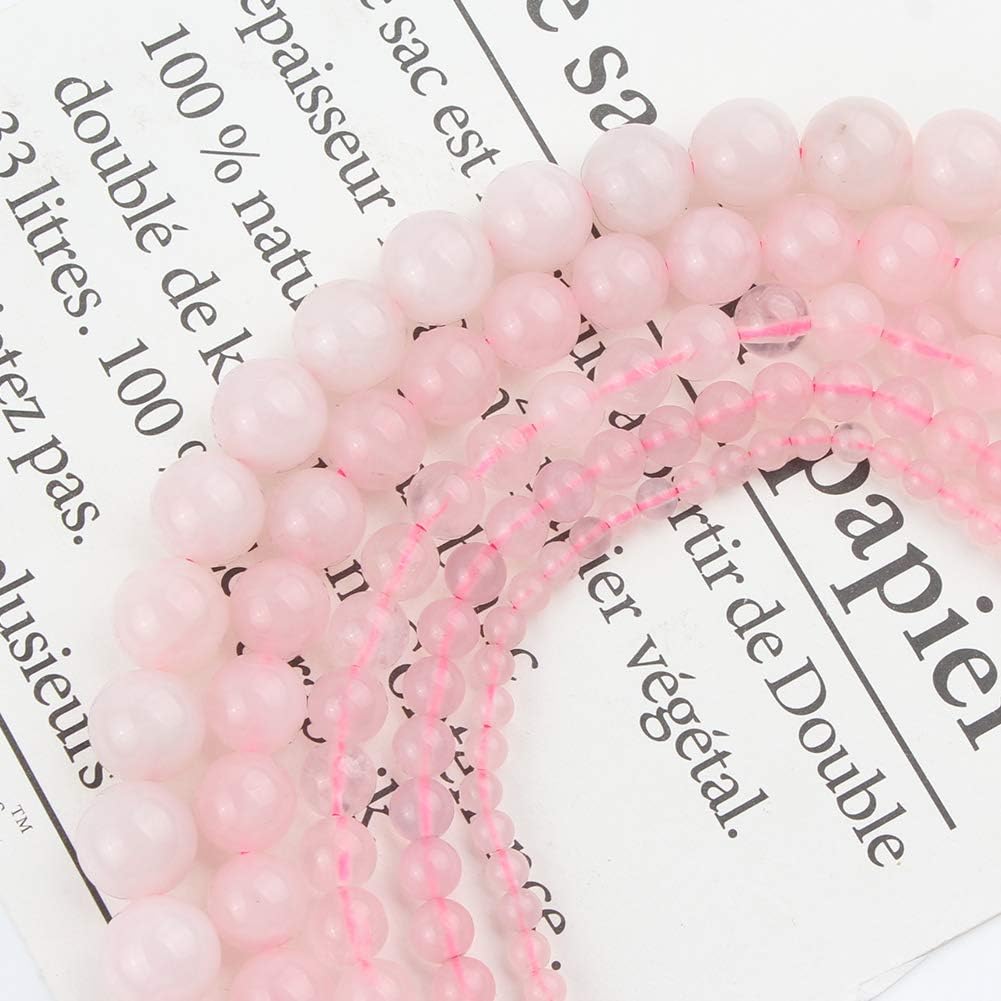 About 60pcs 6mm Natural Stone Beads Rose Quartz Beads Crystal Gemstone for Jewelry Making, DIY Bracelet Necklace