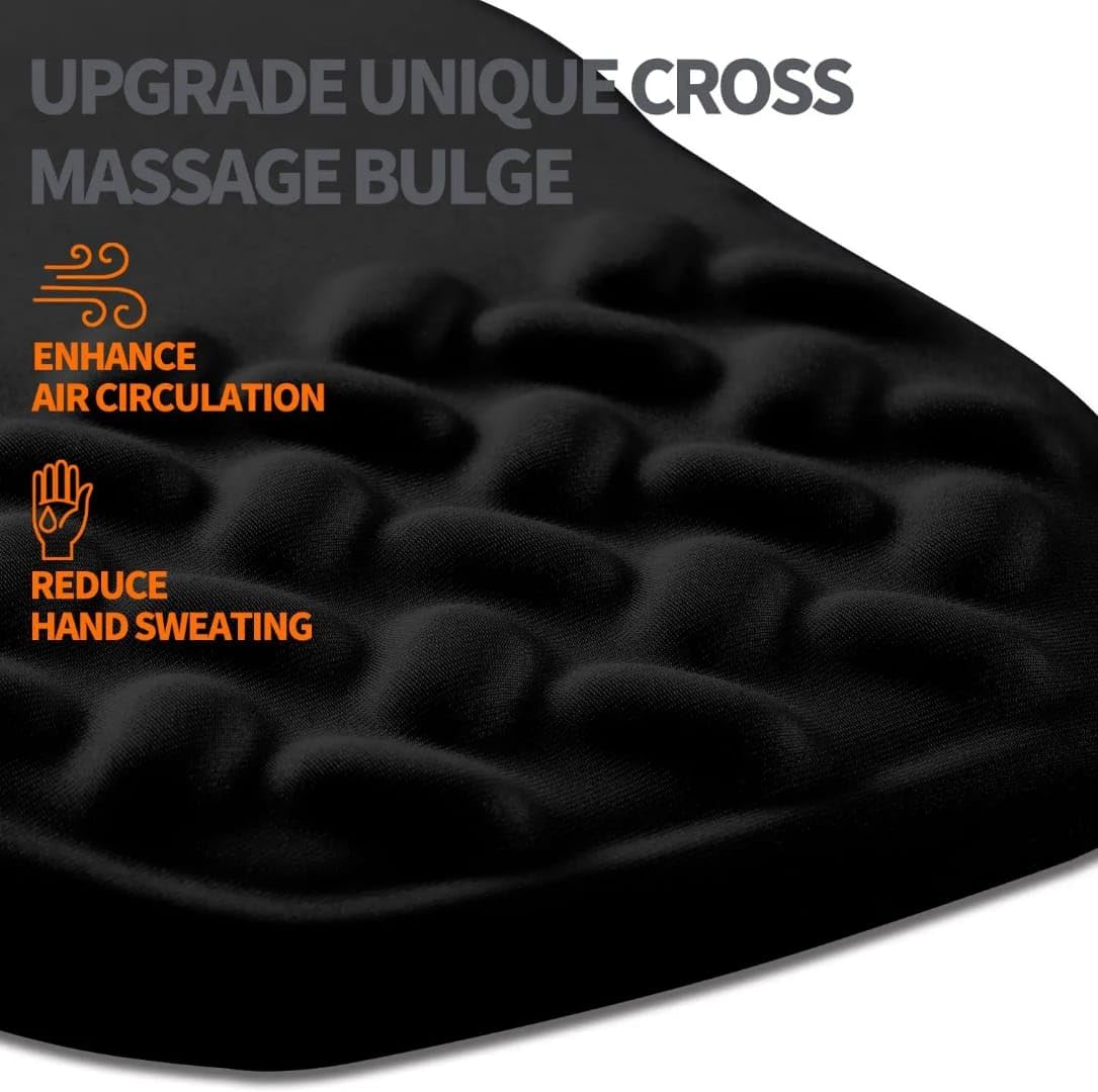 3-in-1 Ergonomic Mouse Pad Set with Keyboard Wrist Rest Support & Cable Organizer – Memory Foam for Carpal Tunnel & Pain Relief, Non-Slip Base – Ideal for Office & Gaming – Gift Box – Black-Meeshoo