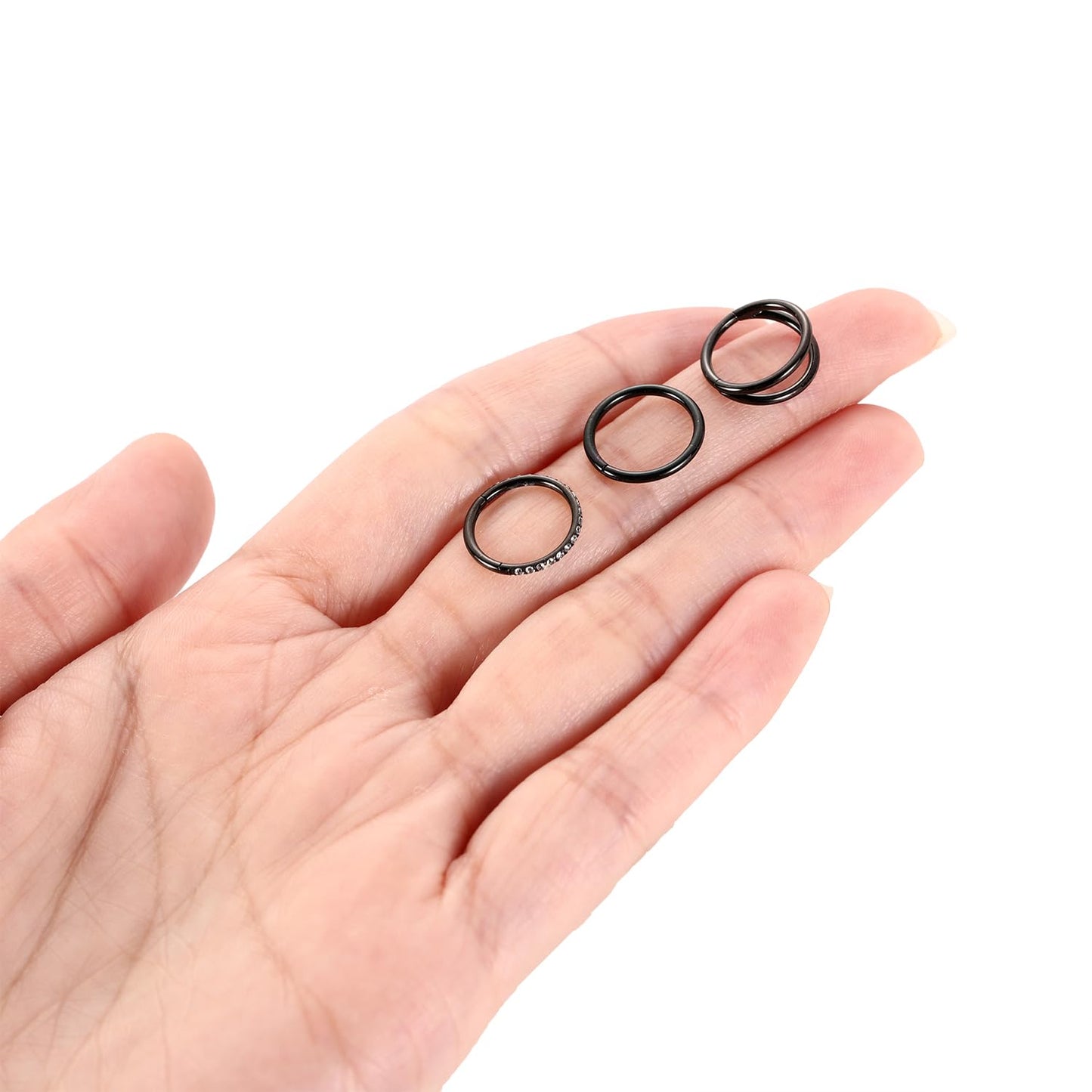GAGABODY Conch Piercing Jewelry Nose Ring Hoop Earrings 20g Nose Hoop Black 6mm Septum Jewelry Surgical Steel Septum Ring with CZ Septum Clicker Lip Rings Helix Earring Double Hoop Cartilage Earring