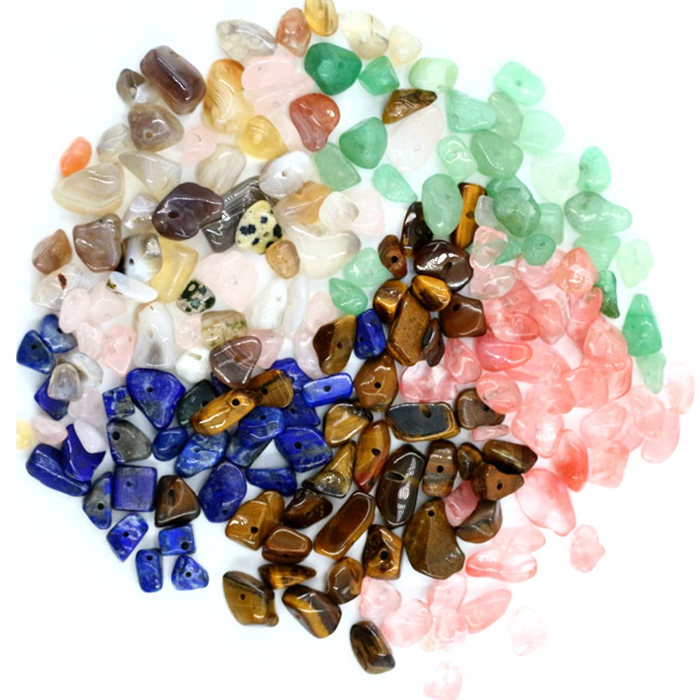 260pcs Natural Amethyst Crystal Beads Chips 5mm to 8mm Irregular Gemstone Beads with Holes DIY for Bracelet Necklace Earrings Jewellery Making Craft 32 inch
