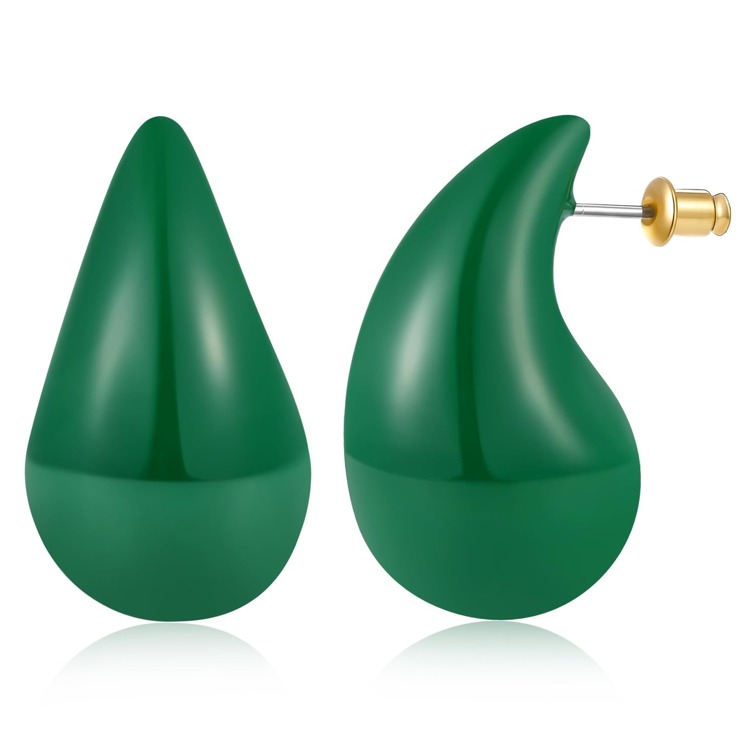 Gacimy Green Teardrop Earrings Dupes for Women, Chunky Drop Earrings for Women with 925 Sterling Silver Post, 1.2Inches Green