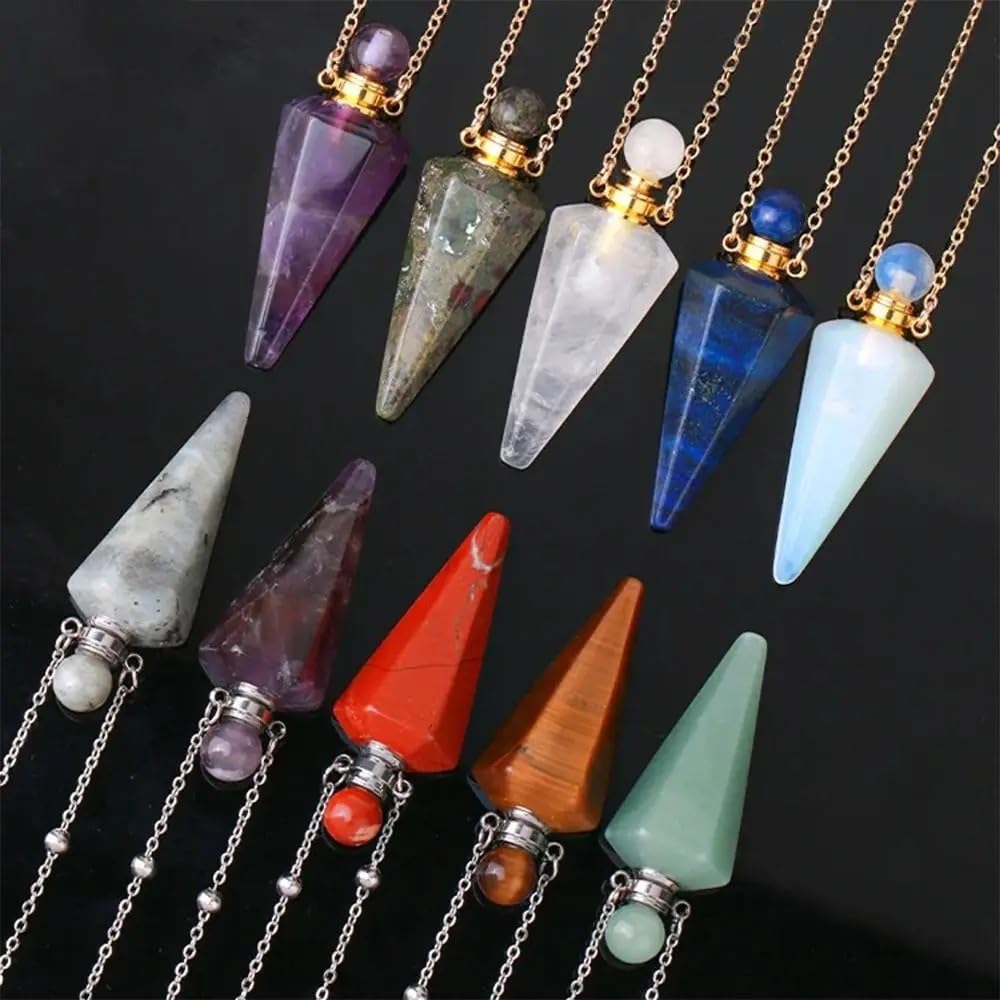 Generic 925 Sterling Silver Essential Oil Necklace, Unisex Cone Shape Pendant, Wellness Theme
