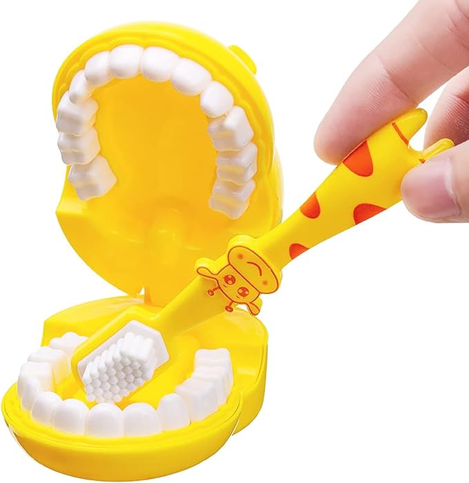 Early Education Brushing Toys, Children Role Play Toys Cute Giraffe Early Education Cartoon Tooth Brushing Toys Model Teaching Children Brushing Model for Kindergarten Kids Children