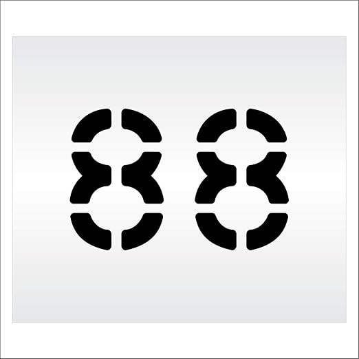 Pavement, Curb, and WheelStop Stencils - 6 inch Double Number Stencil - (88) - 6" x 9" x 1/16" (63 mil) - Light-Duty