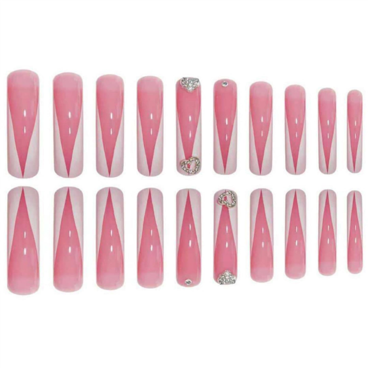 SEENEEY Long Curved Press on Nails White Fake Nails French Artificial Nail Glossy Stick on Nail for Women 24pcs