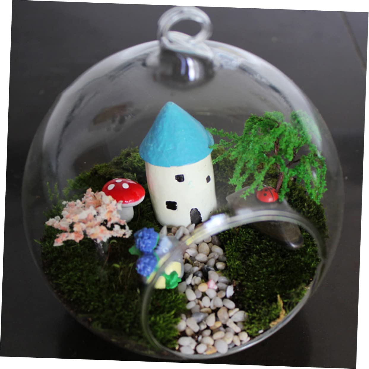 Cabilock 4pcs Hanging Glass Terrarium Shape Container for Plants Home Decor Wedding Decoration Flat Base Design