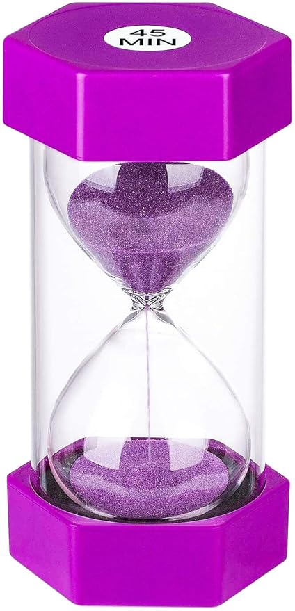 Hourglass Timer 45 Minute Sand Timer, Large Plastic Sand Clock 45 Minutes, Purple Sand Watch 45 Min, Hour Glass Colorful Sandglass Timer for Kids, Games, Classroom, Kitchen, Decorative