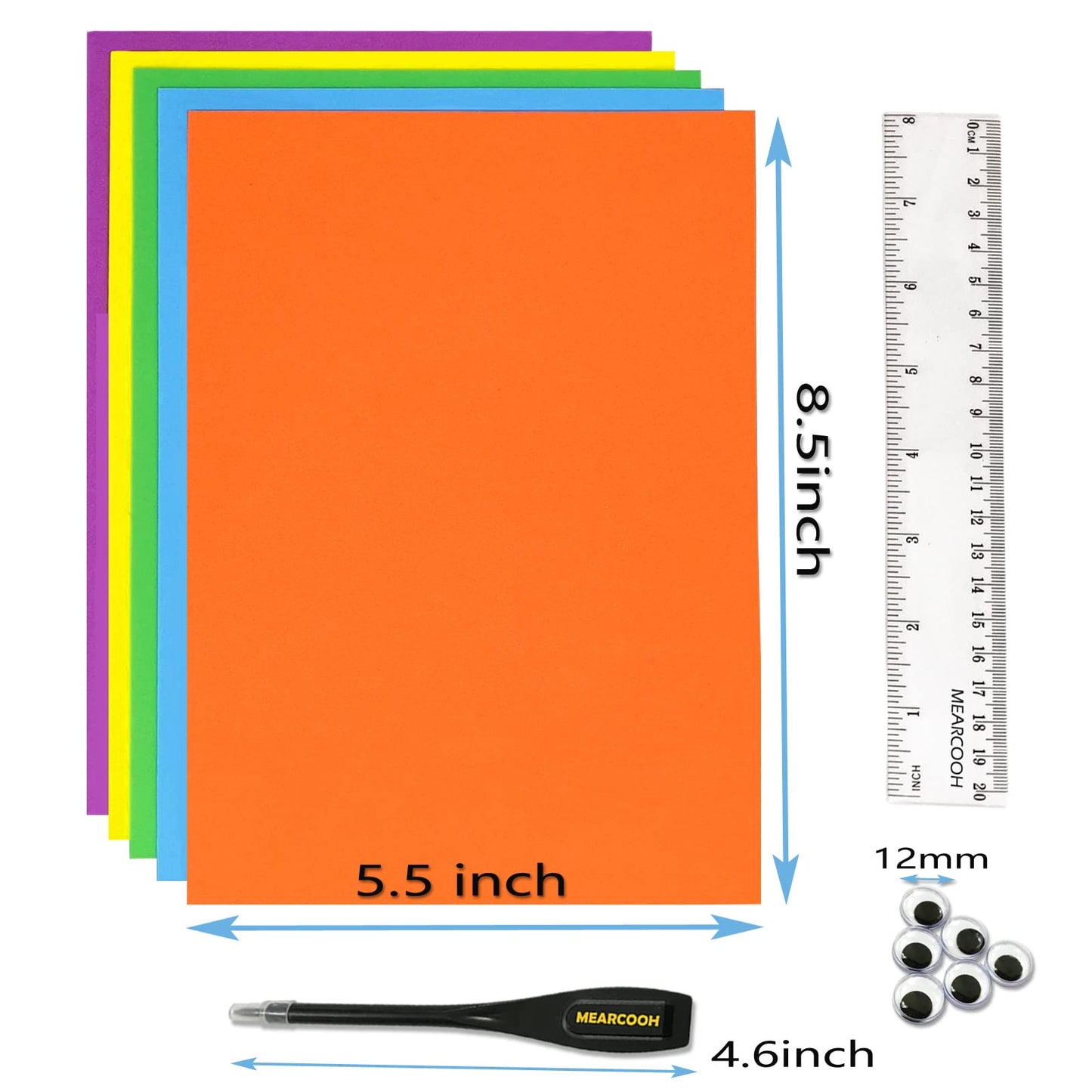 84PACK Foam Craft Sheets 8.5x5.5 inch Eva Color Bulk Foam Paper Set for Art Craft Projects DIY Handcraft by MEARCOOH