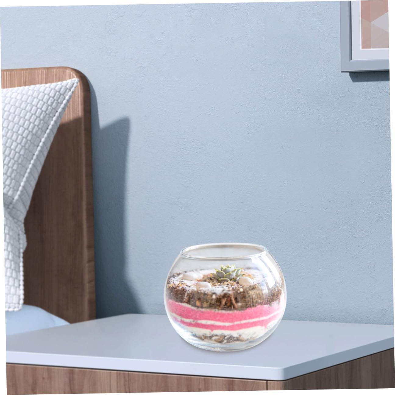 jojofuny Small Round Glass Bubble Vase 15cm Hydroponic Plant Container Succulent Terrarium Flower Pot for Home Office Decoration