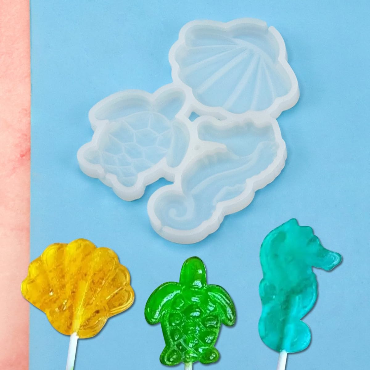 mostsom 2pcs/lot Sea Turtle Seahorse Shape Silicone Lollipop Candy Mold Homemade Kids Cake Chocolate Cookies Decorating Tools Mould Baking Pastry (E_ Turtle)