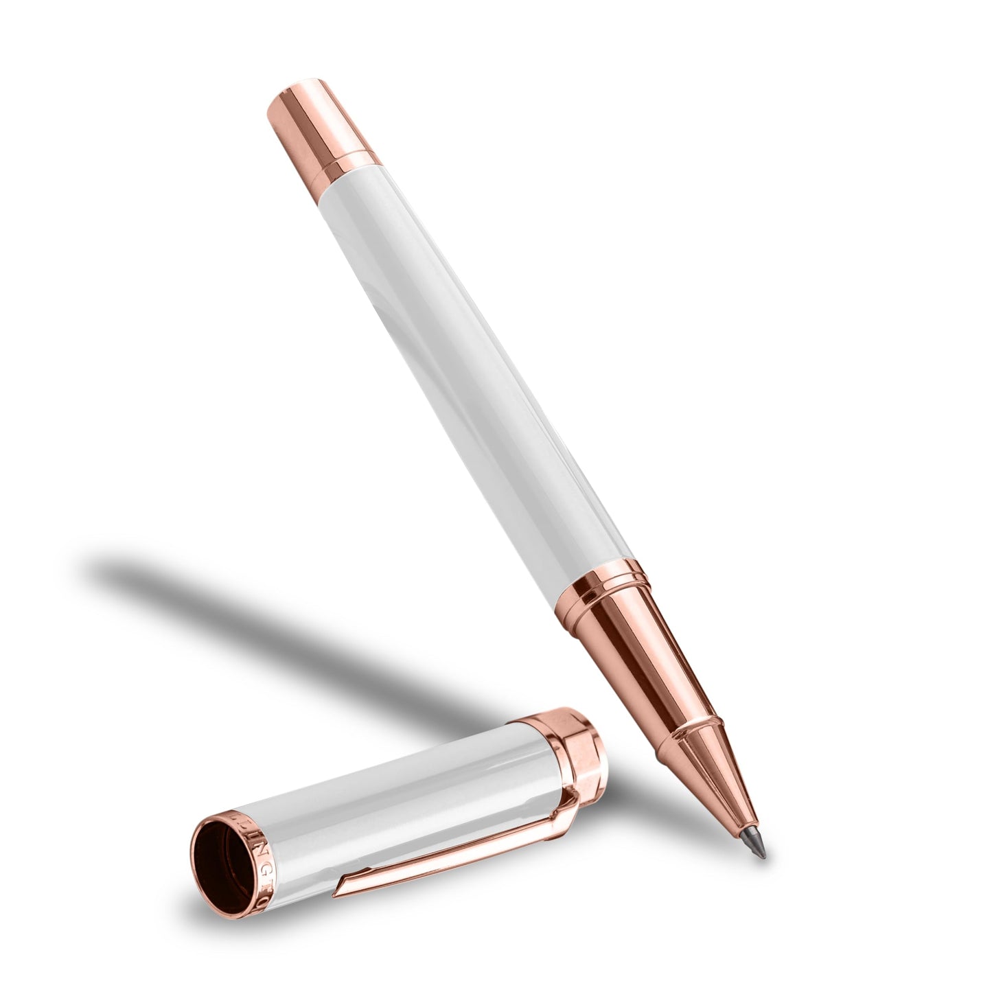 Ellington Pens Luxury Ballpoint Pen – Premium Quality, Smooth Writing Experience, Elegant Design, Includes 2 Ink Refills – Ideal for Professionals and Gift Giving (White Rose Gold)
