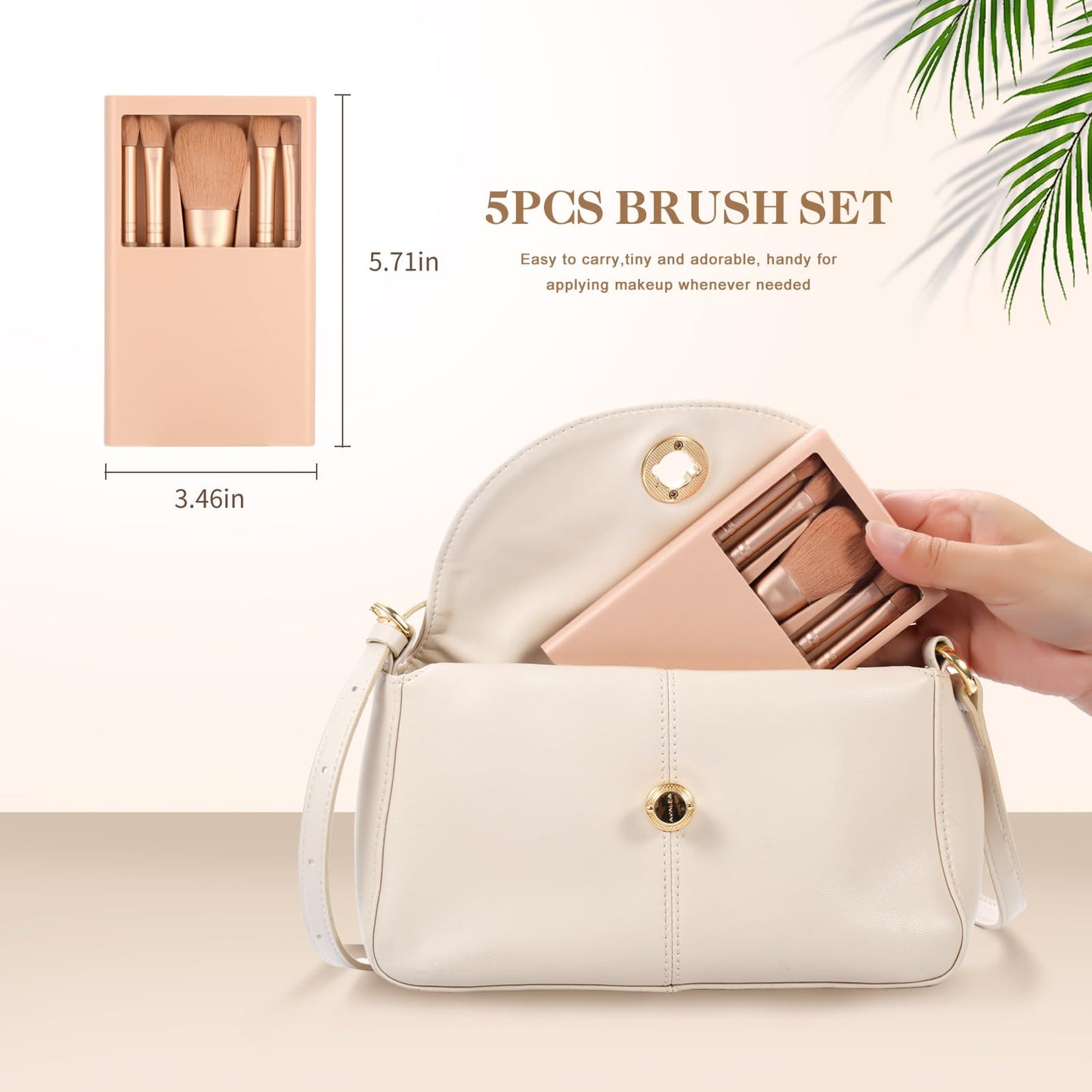 IRYCSSCE Eye Shadow Brush Set，2Sets Travel Makeup Brush Set With Case，Teen Brushes Makeup With Mirror，Kids Small Makeup Brush Kit，Girls Cosmetic Eyeshadow Brushes For Purse, Make Up Brushed (Apricot)