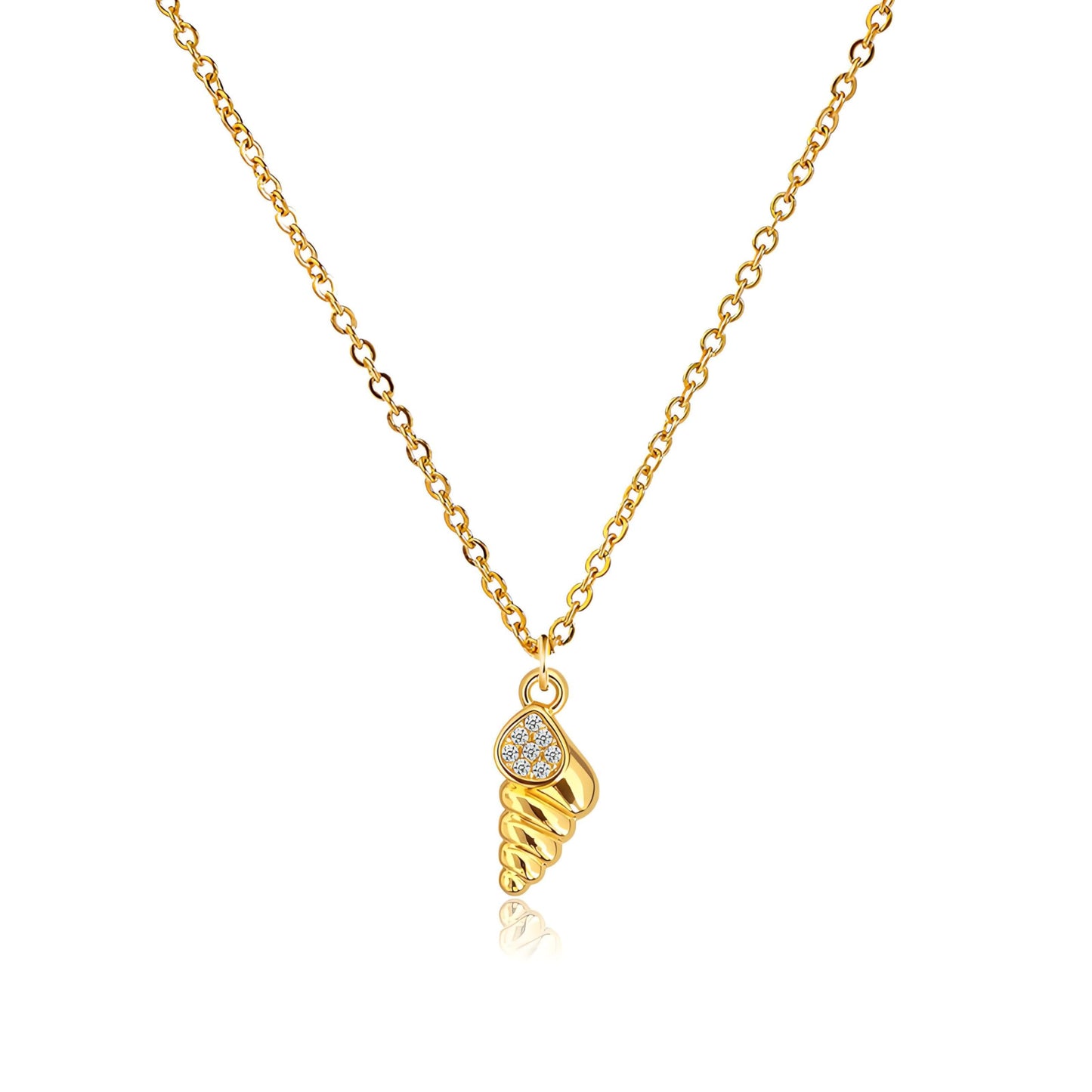coadipress Conch Necklaces for Women 18K Gold Plated Conch Shell Necklace Rhinestone Boho Seashell Ocean Pendant for Beach Lovers Summer Beach Jewelry (Gold)