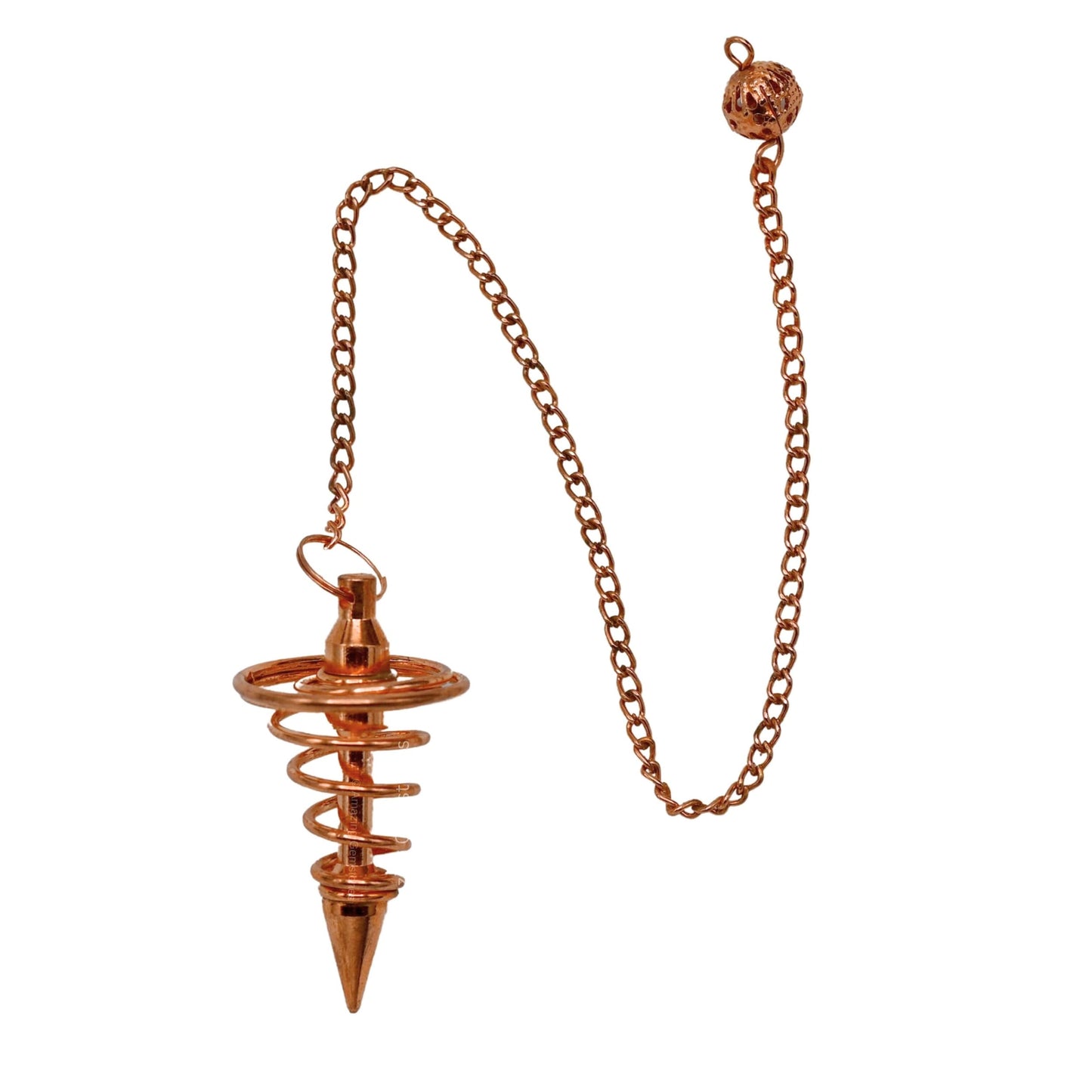 Amazing Gemstone Healing Metal Pendulums for Divination, Rose Gold Spiral Coil Open Chamber Steel Copper Pendulum High Energy Pendulo de Bronce Pendulos de Mesa MP9