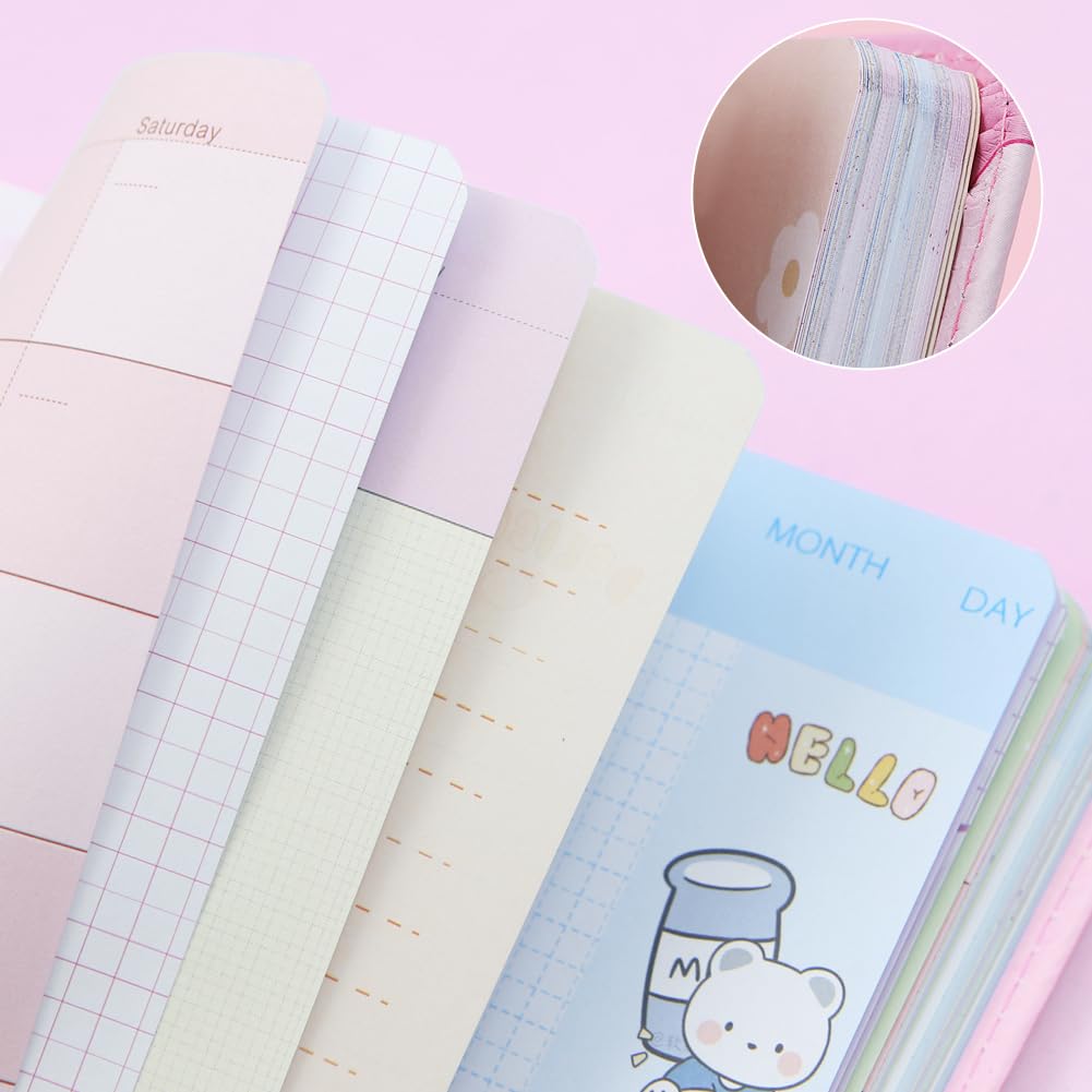 2 in 1 Cute Panda Theme Stationery Gift Box Set Includes 1 Pcs A6 Cartoon Panda Notebook Journal Hardcover Notepad Diary and Pen Gift for Birthday Christmas Kids Study Office School Supplies (Pink)