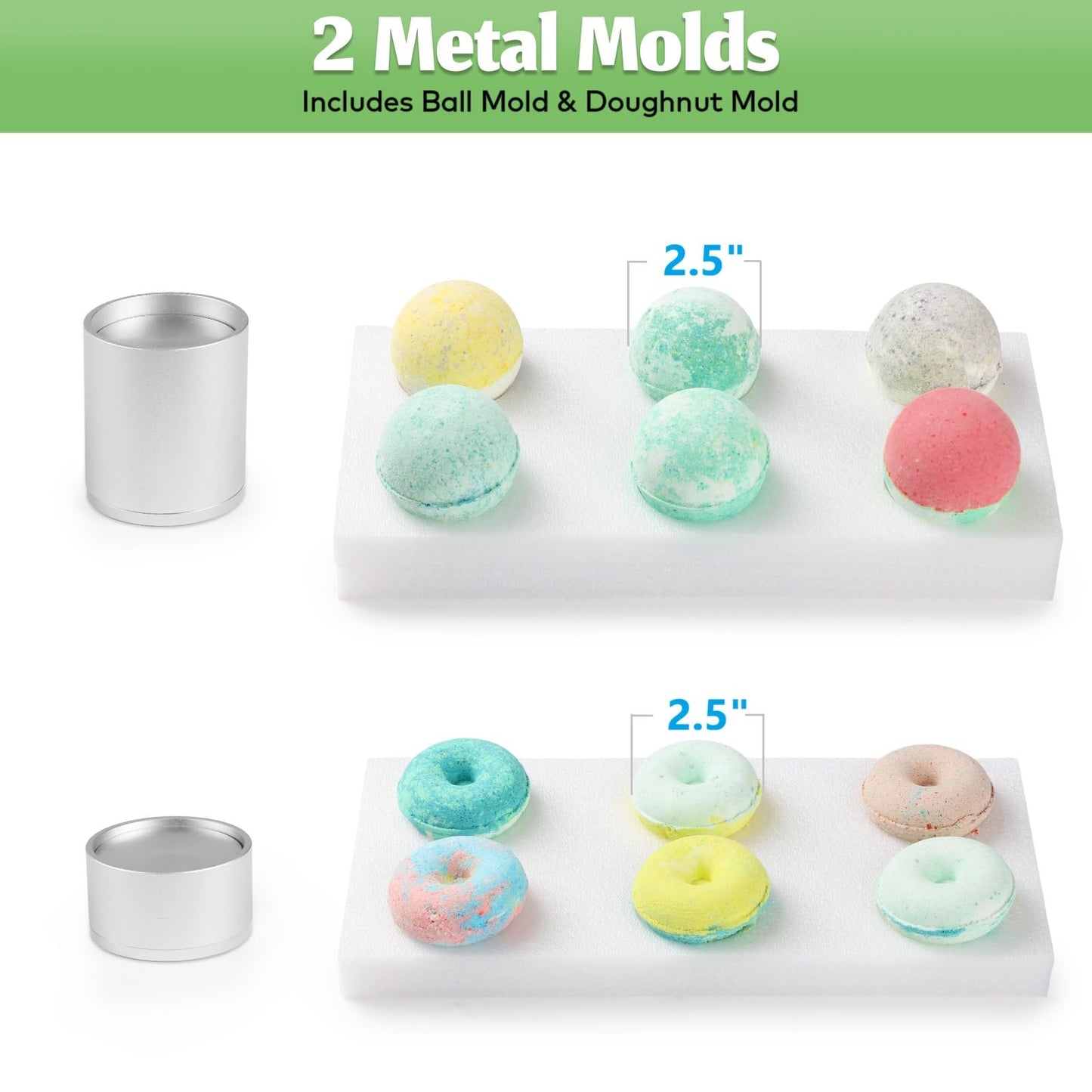 Bath Bomb Press Machine Easy Demolding Design Includes Premium Aluminum Bath Bombs Molds Home DIY Bath Bomb Making Kits for Shower Steamers and Shampoo Bars