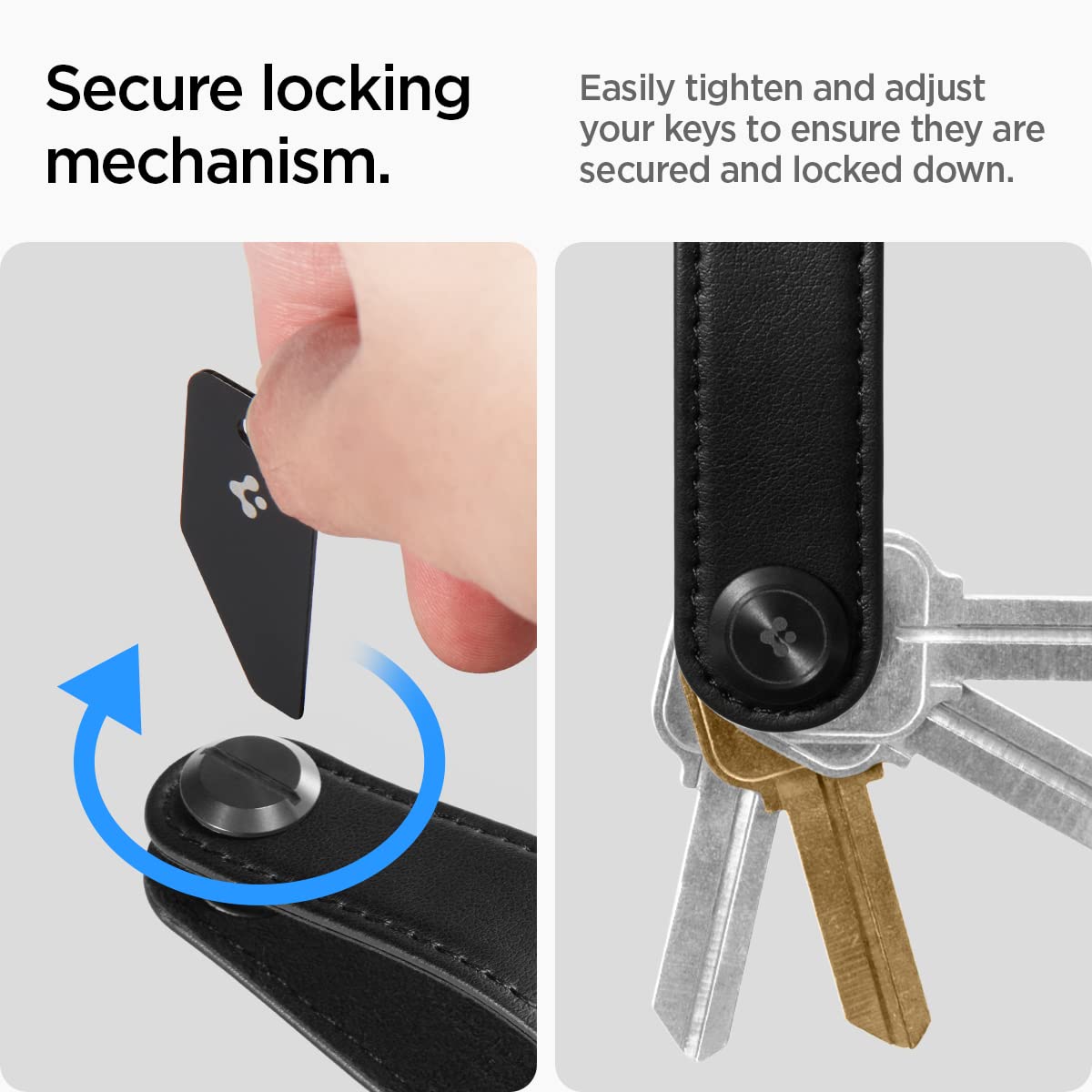 Spigen Valentinus Key Organizer, Minimalistic Compact Holder, Keychain, Keyring Up to 6 Keys - Black