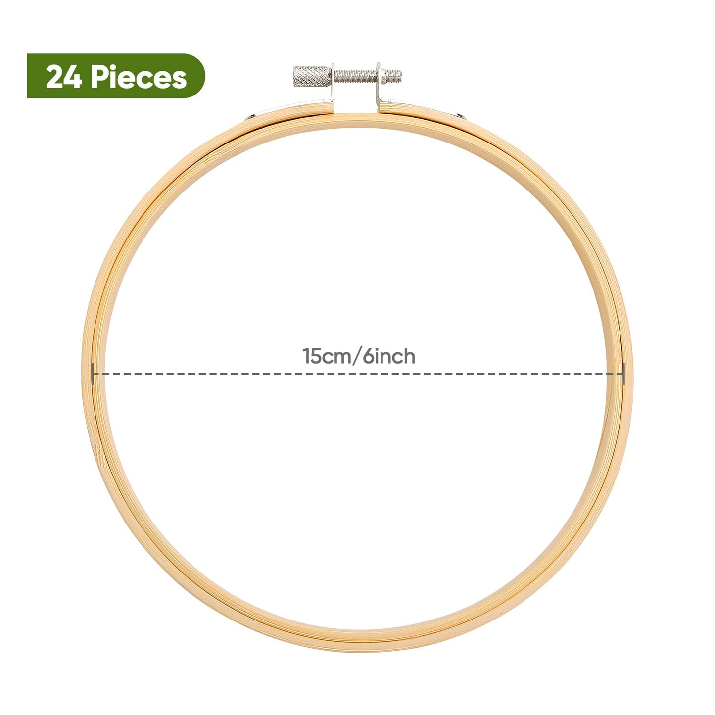 Caydo 24 Pieces 6 Inch Embroidery Hoops Bulk, Cross Stitch Hoop Ring for Needlework Art Craft and Wall Decoration