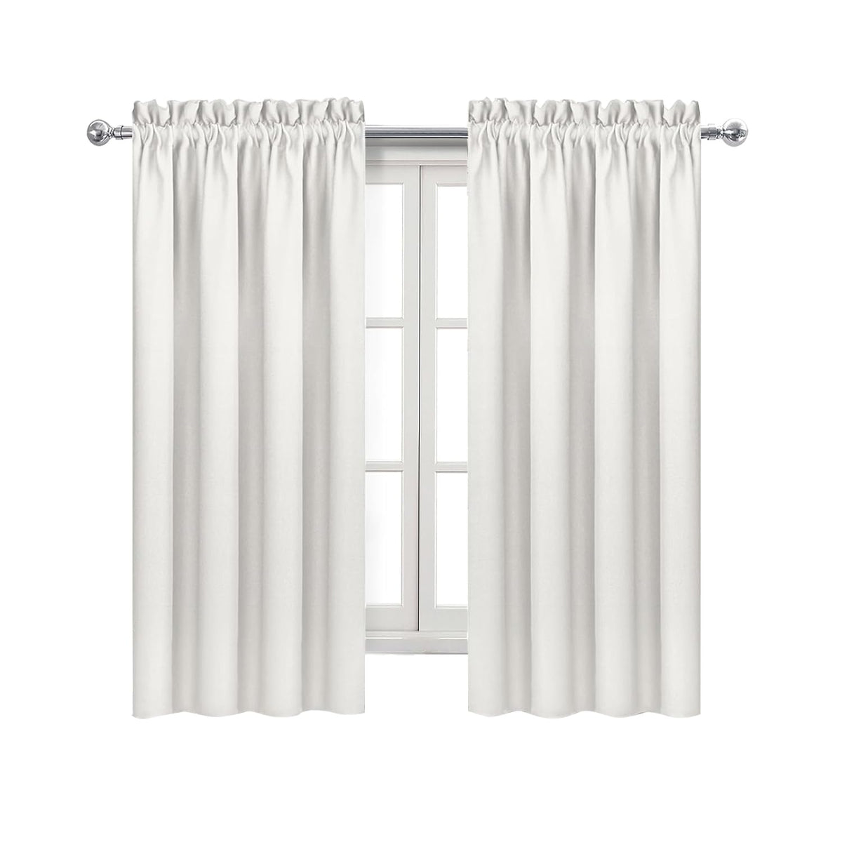 Blackout Curtains for Bedroom Living Room 42 x 72 Inch Long Ivory (2 Count)