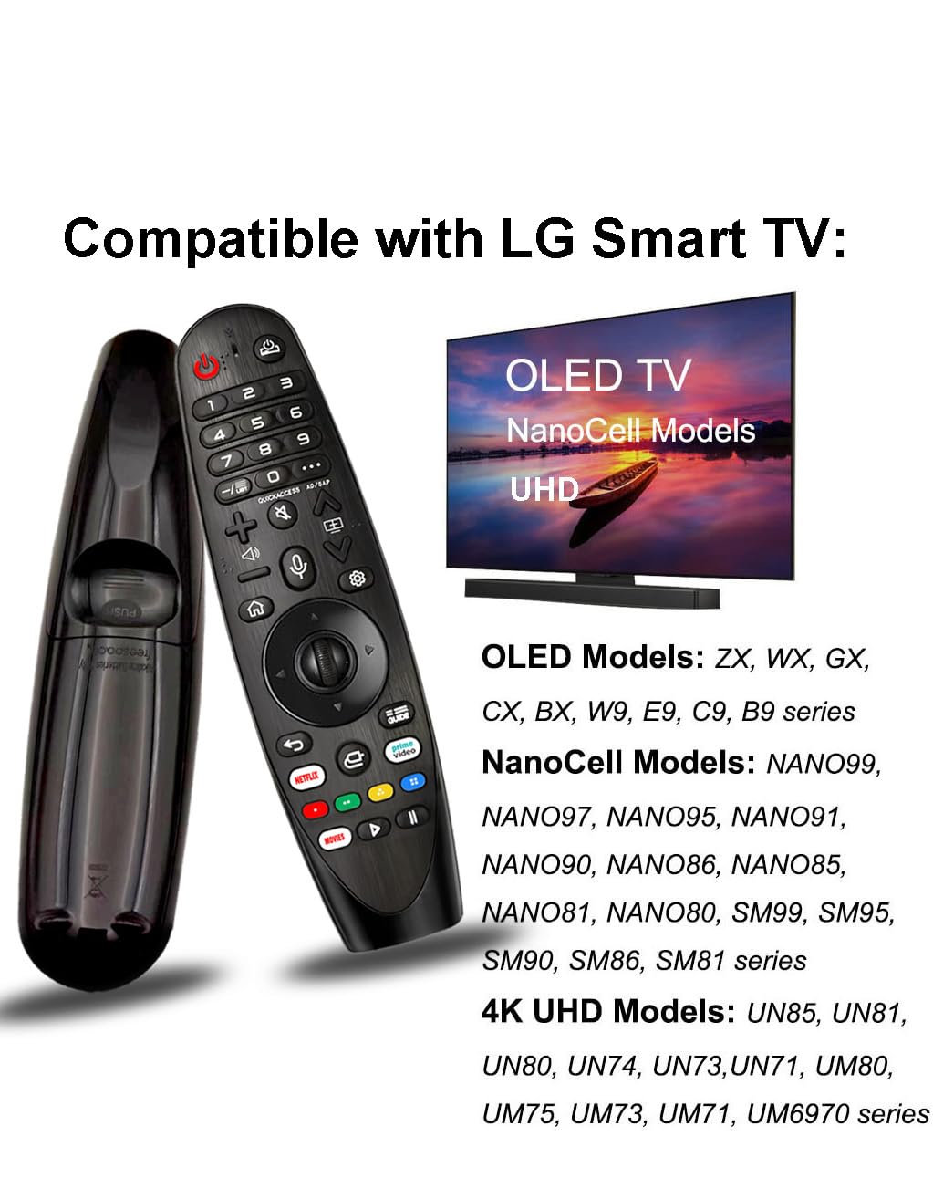 Voice-Magic-Remote-LG-Smart-TV-Remote-Control-Replacement for LG TV Remote for UHD OLED QNED WebOS ThinQ AI Smart TV Original Magic Remote AKB75855501 MR20GA Netflix/Prime/Google/Alexa Voice/Pointer
