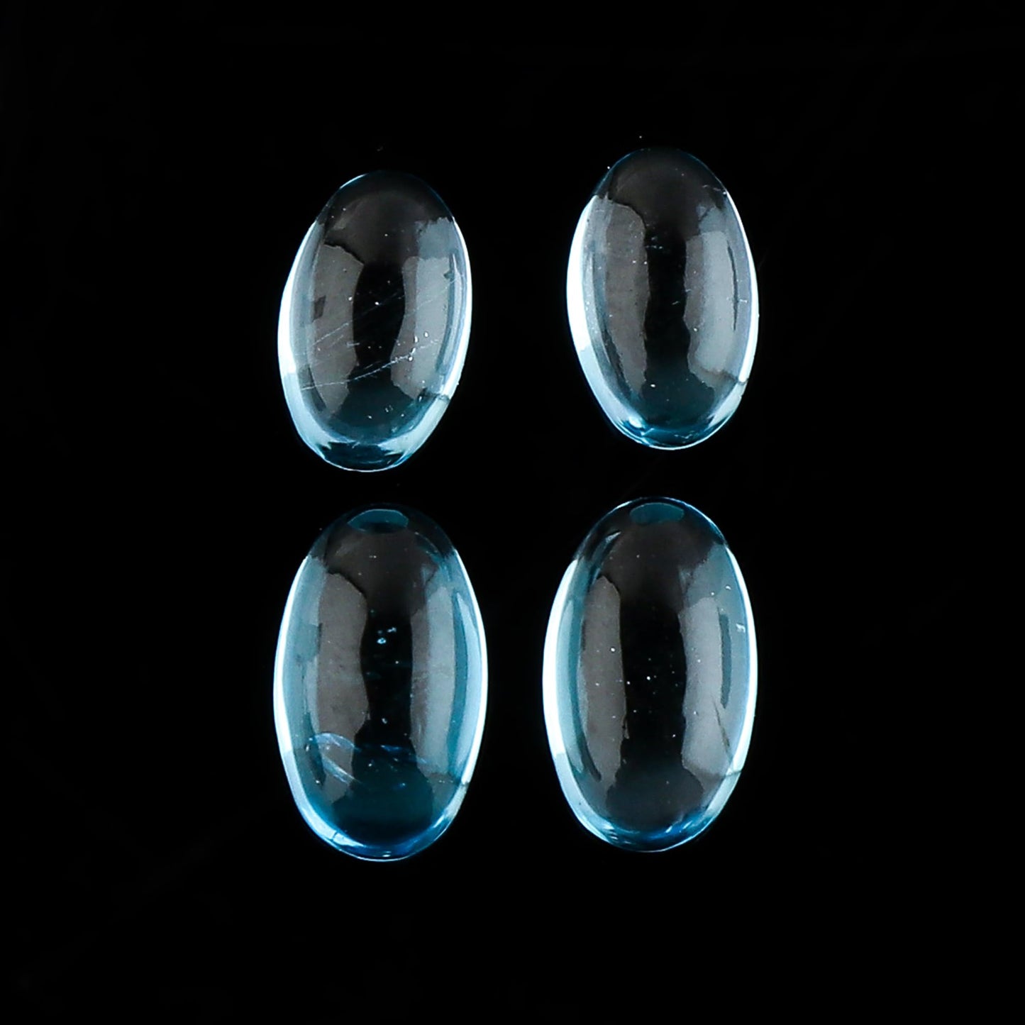 CRYSTALIS 4pcs, 8x5mm Natural Swiss-Blue-Topaz, Plain Loose Gemstone, Wholesale Bulk Cabochons, Jewelry Making Supply, Chakra Healing Polished Stones, Wire Wrapping, DIY, Gem Collection, AA+ Grade