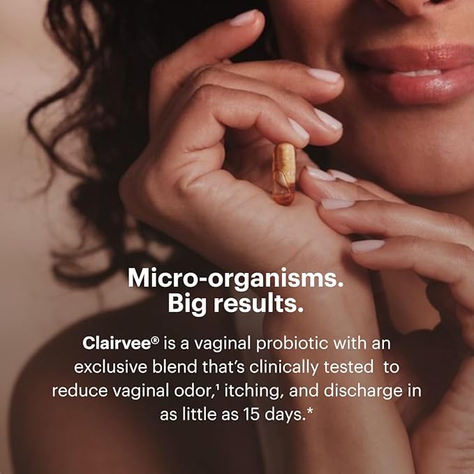 Clairvee by Bonafide. Vaginal Probiotic for Relief from Odor, Itching, & Discharge. — 3-Month Supply (45 Capsules)