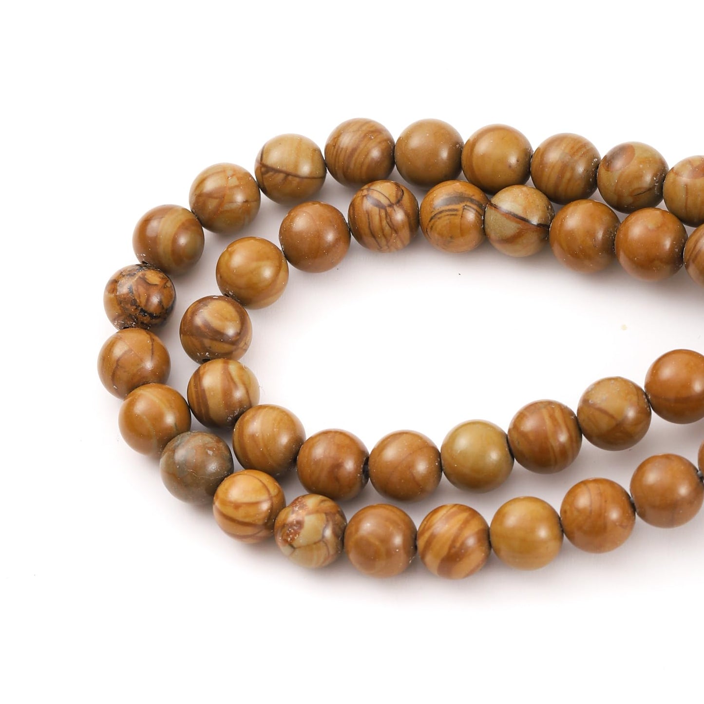 8mm 45pcs DIY Natural Woodgrain Jasper Stone Beads Round Healing Crystal Gemstone Loose Beads for Jewelry Making Handmade Bracelet Necklace