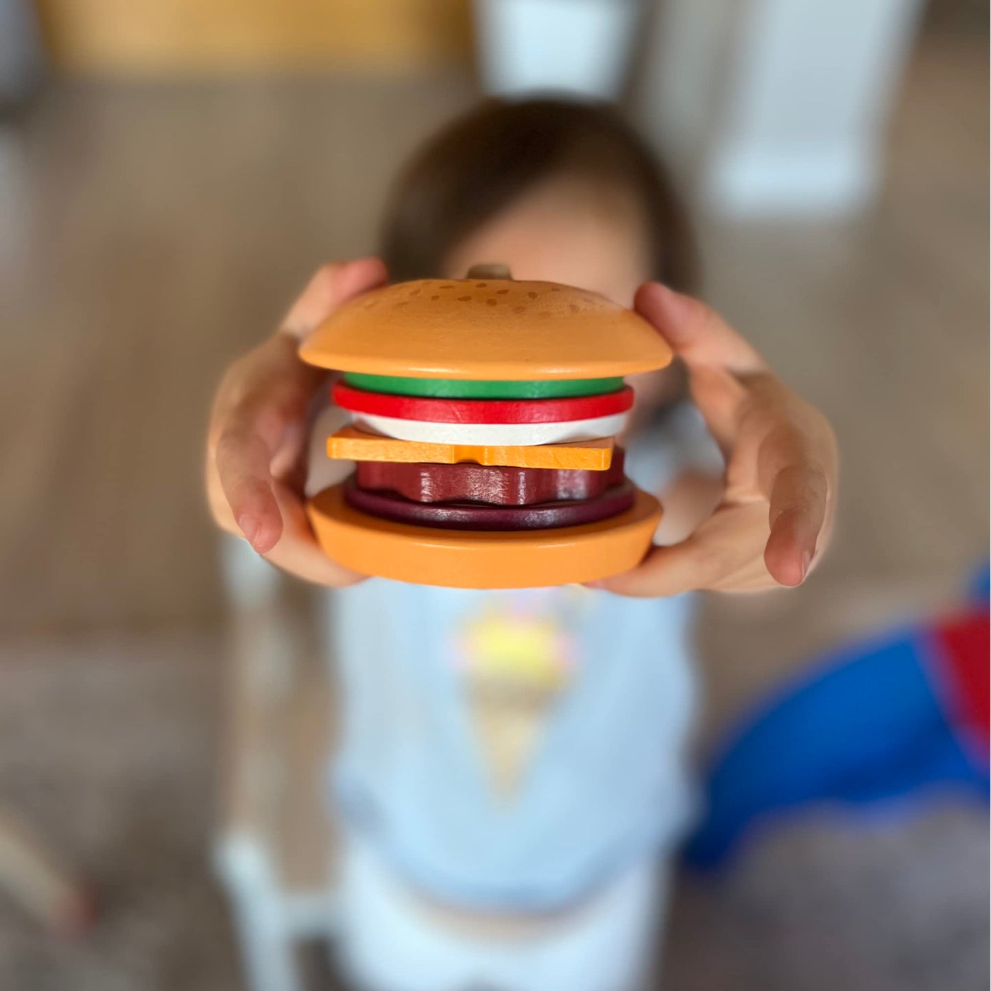 Montessori Mama Stacking Hamburger, Create a Burger Sequencing Stacker, Occupational Therapy Toys, Multi Cultural Play Food Sorting Toy